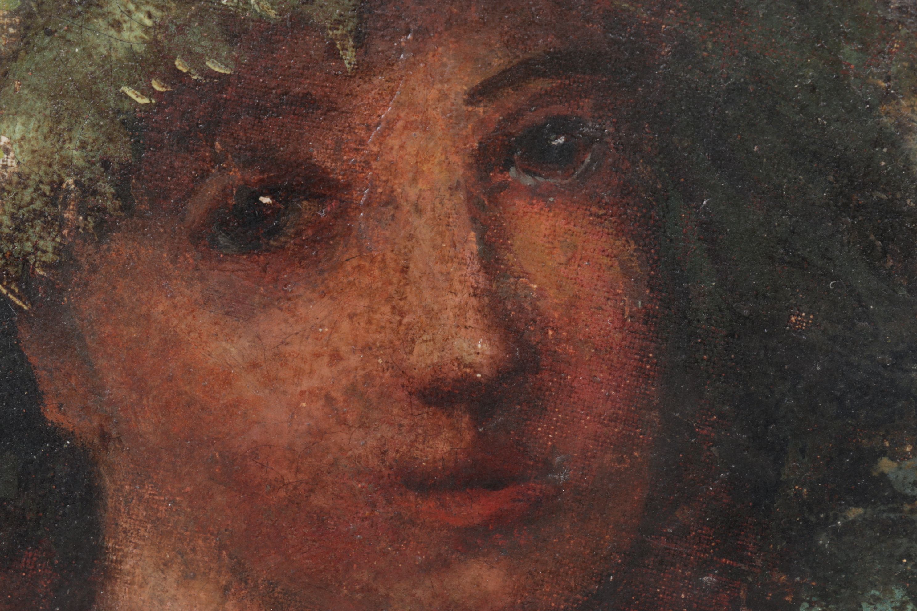 Portrait Oil Painting of Figure Wearing Wreath, Mid to Late 16th Century