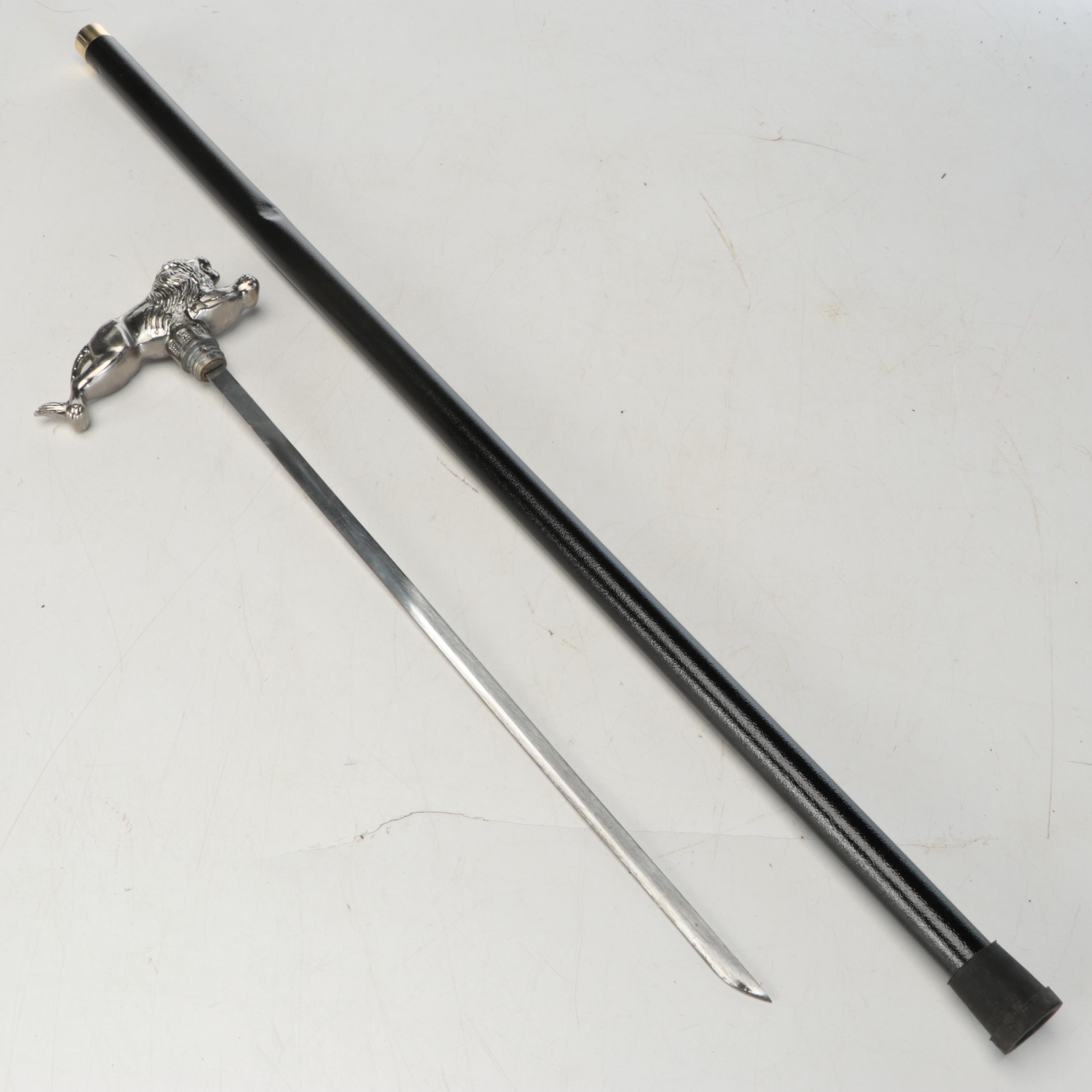 Leaping Lion Handled Sword Cane