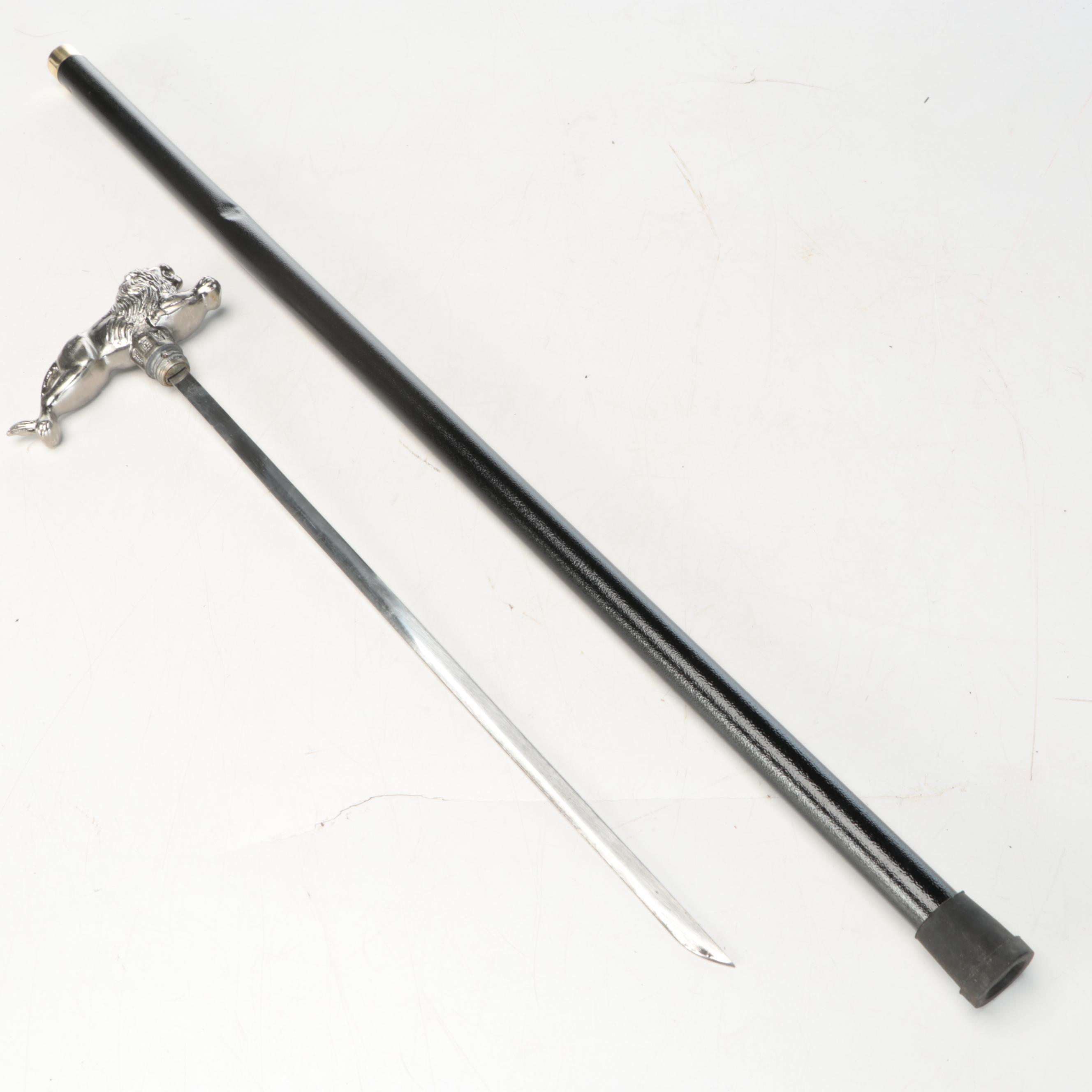 Leaping Lion Handled Sword Cane