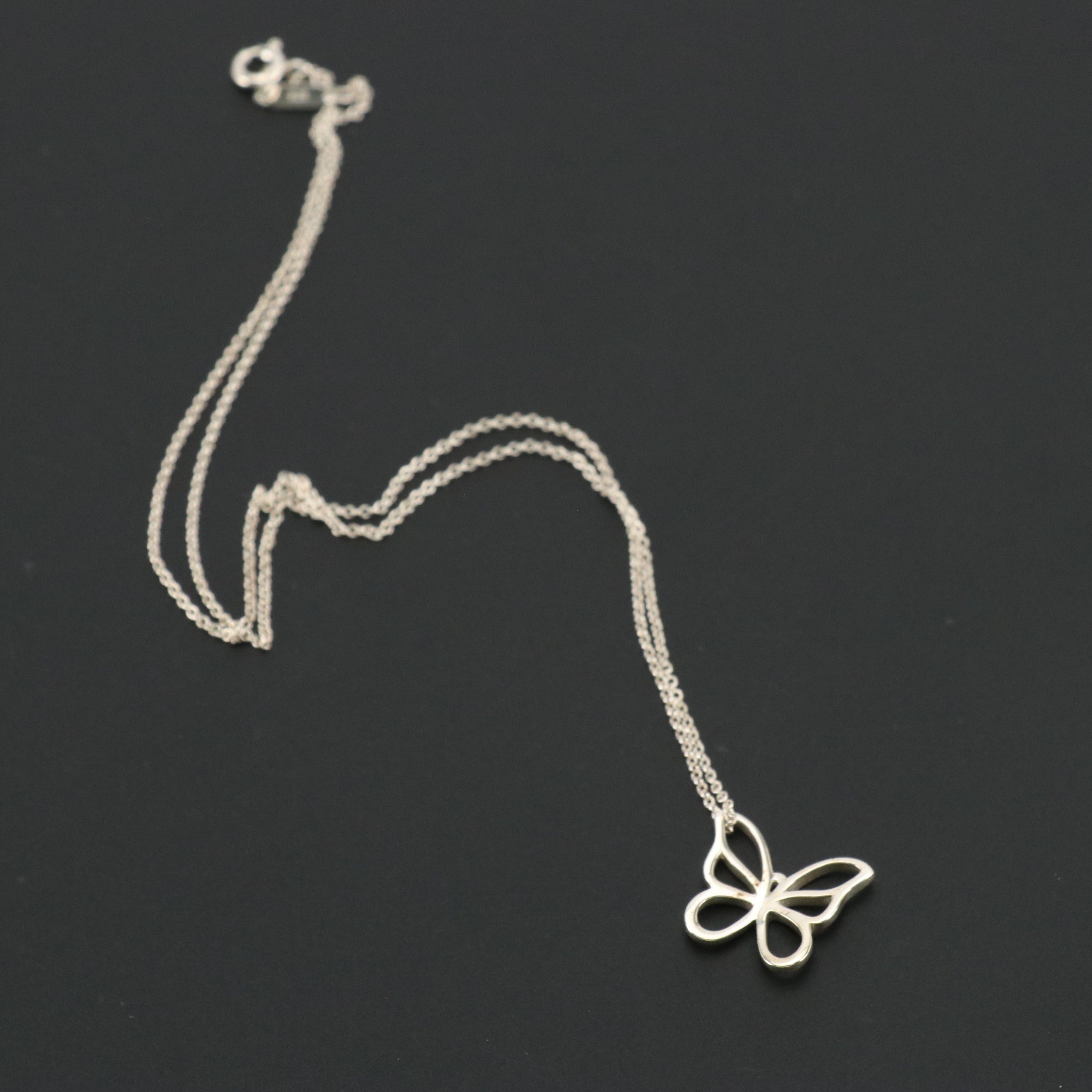 Tiffany & Co. Sterling Silver Cutout Butterfly Pendant Necklace