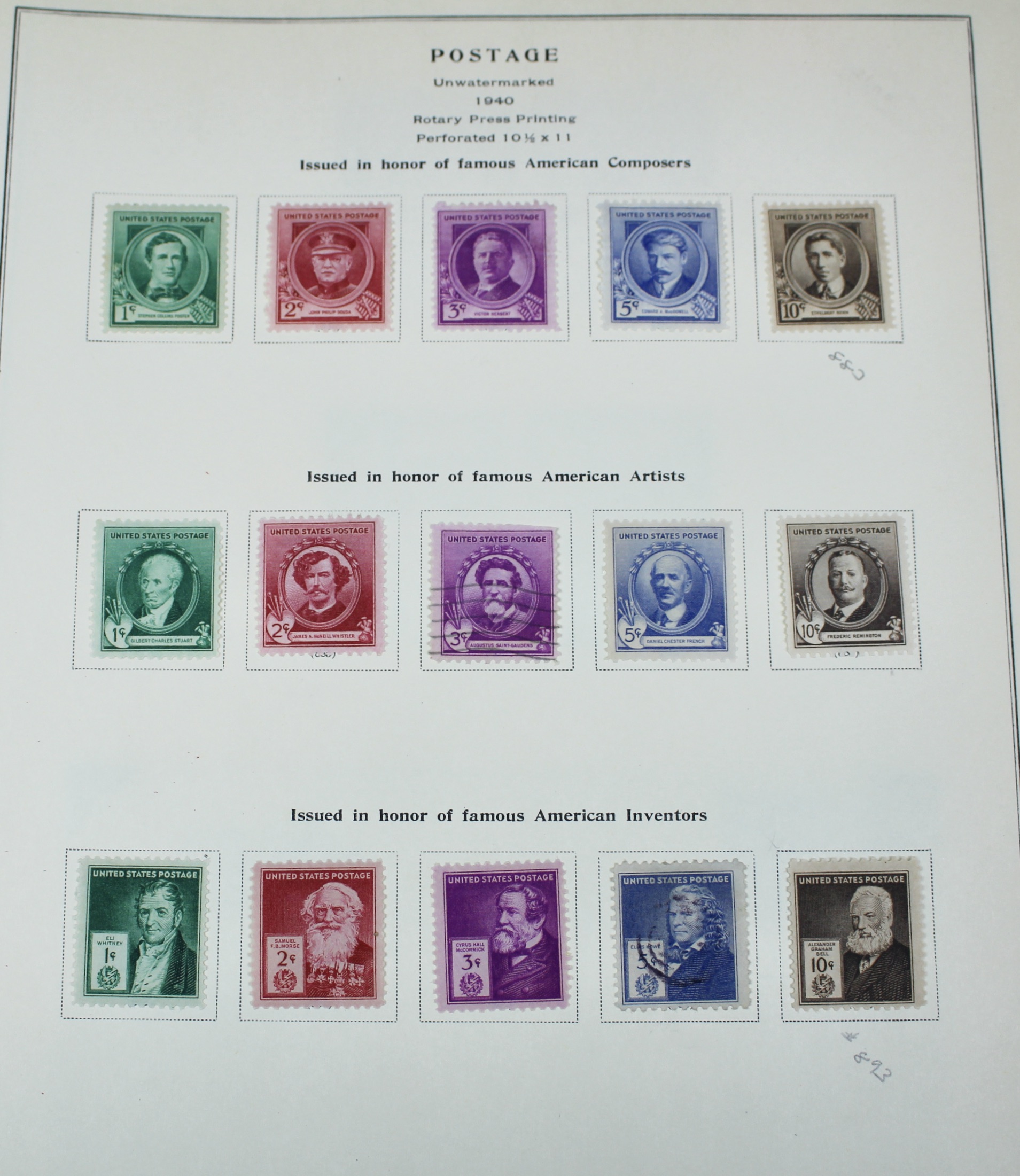 Old U.S. Postage Stamp  Collection, 1861 to 1940