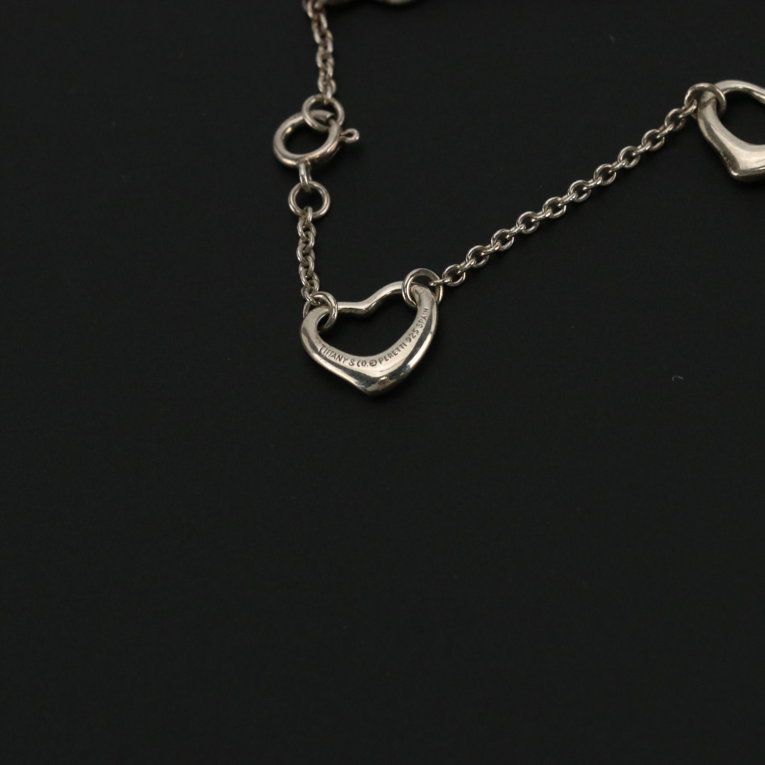 Elsa Peretti for Tiffany & Co. Sterling Silver Open Heart Station Bracelet
