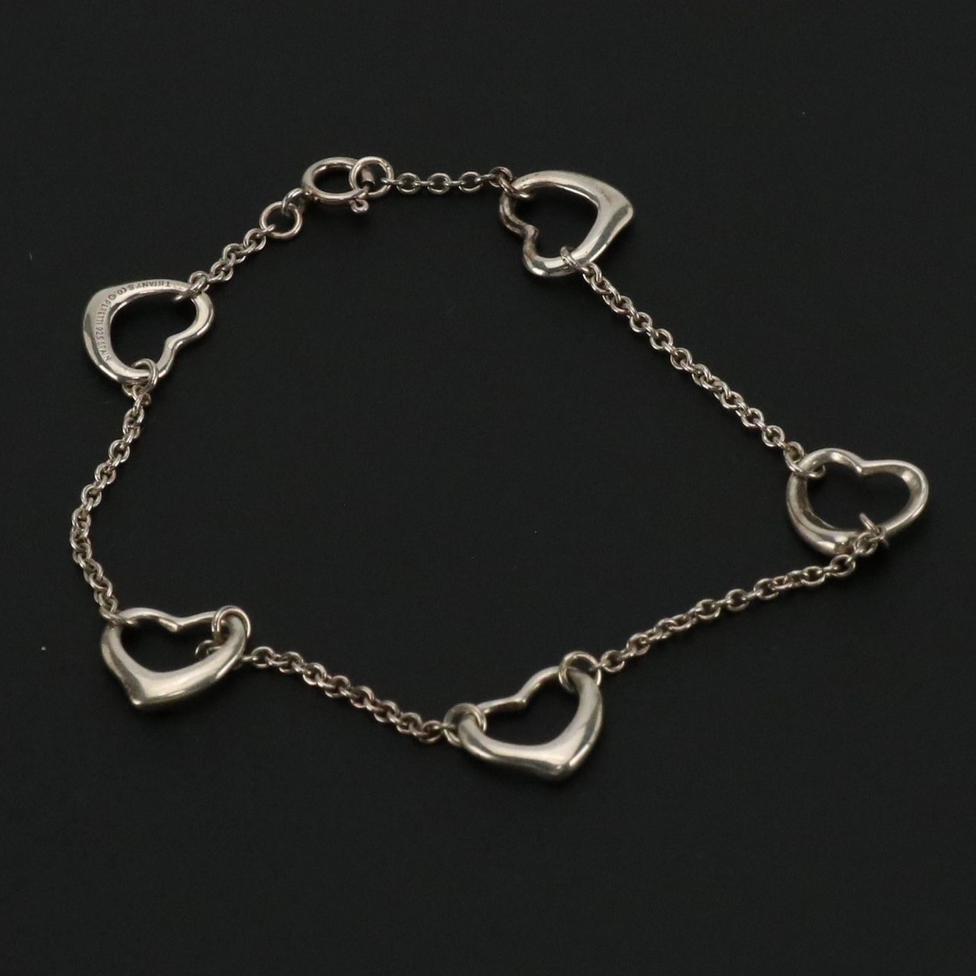 Elsa Peretti for Tiffany & Co. Sterling Silver Open Heart Station Bracelet