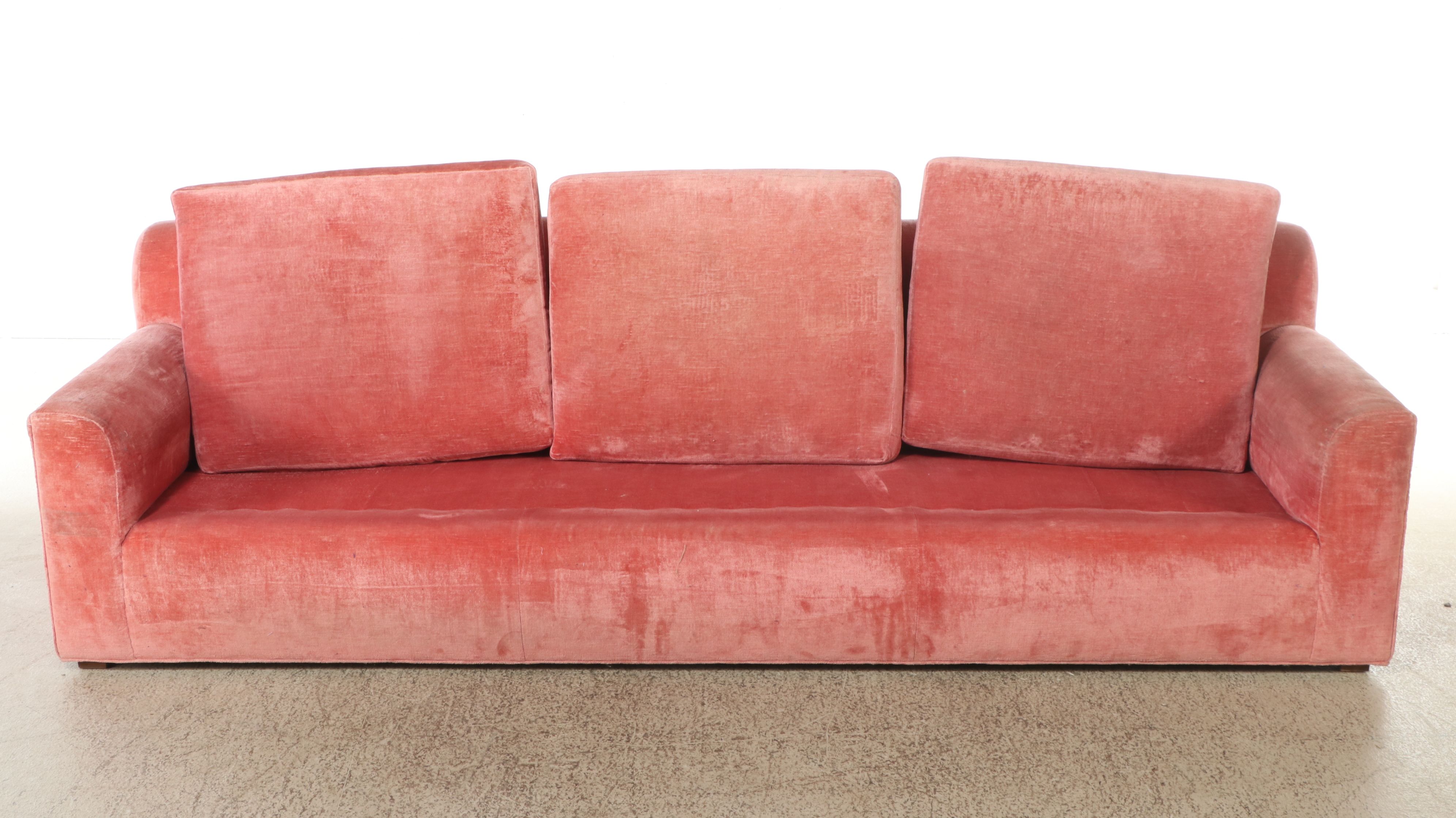 Coral Velvet Upholstered Sofa