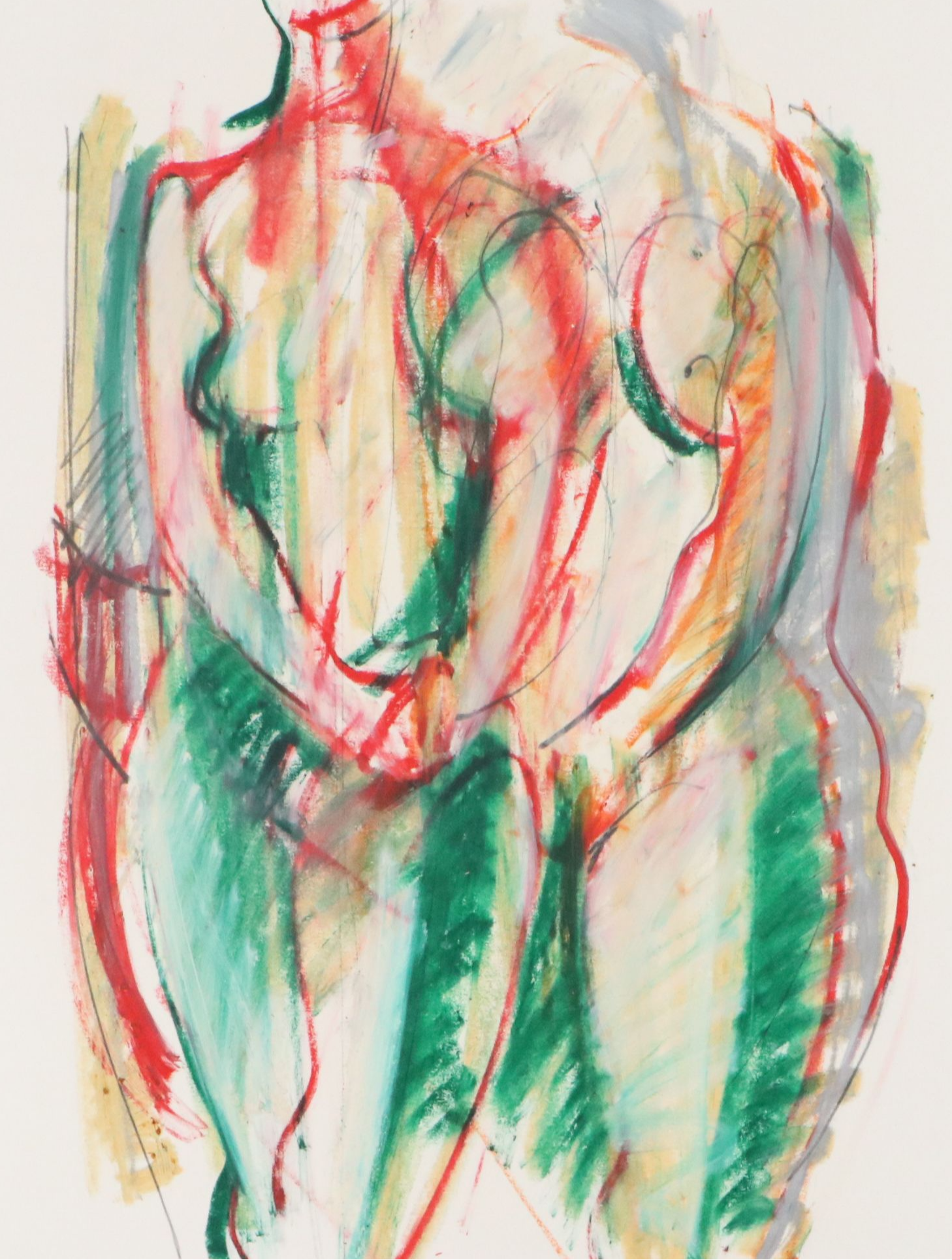 Jack Meanwell Mixed Media Drawing: Figurative Abstract, 1984