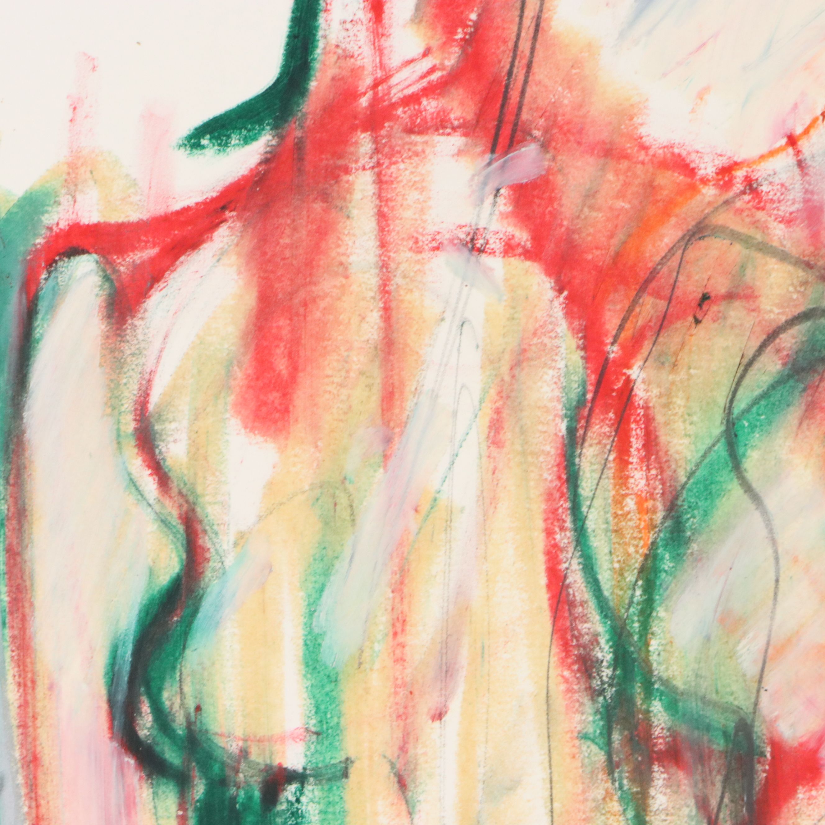 Jack Meanwell Mixed Media Drawing: Figurative Abstract, 1984