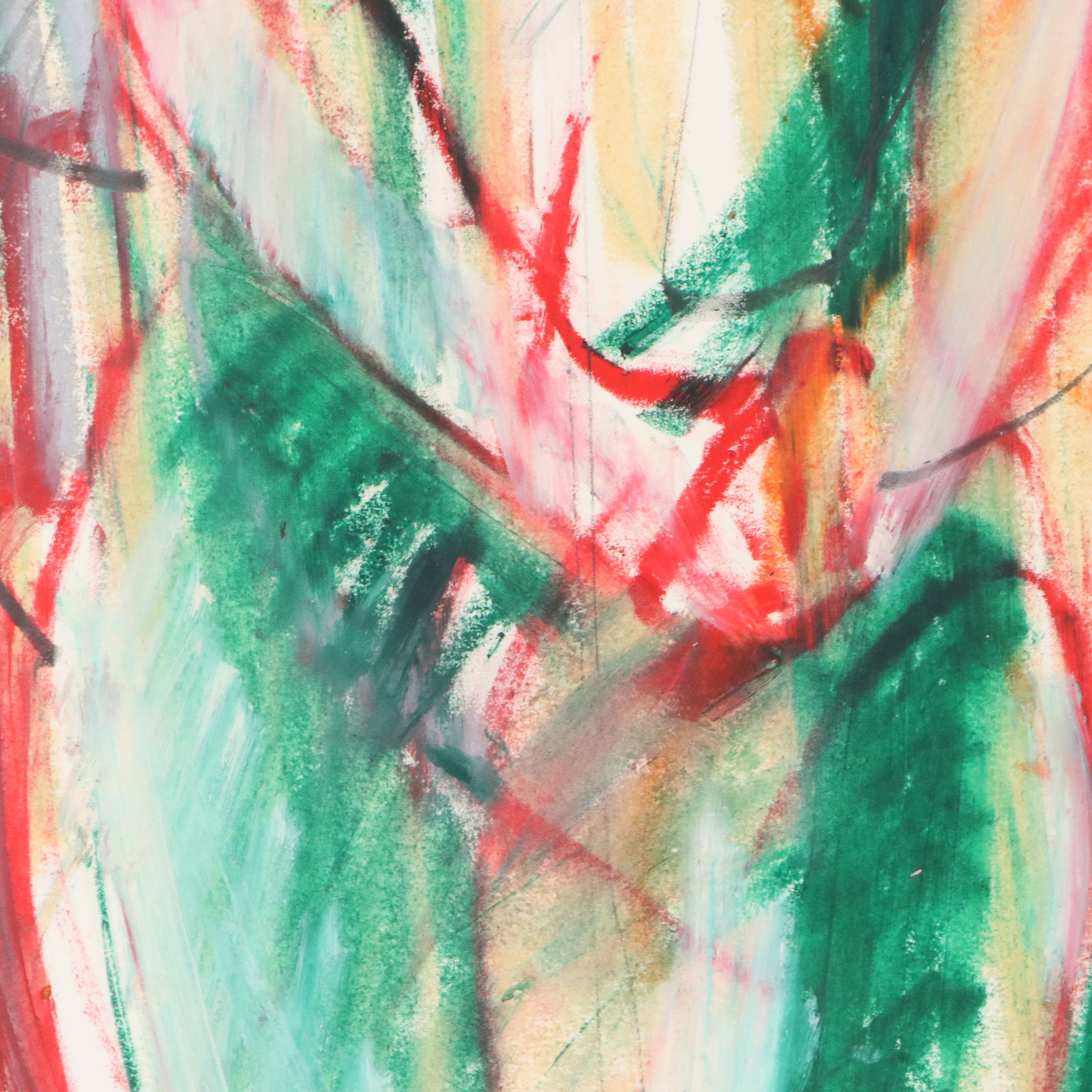 Jack Meanwell Mixed Media Drawing: Figurative Abstract, 1984