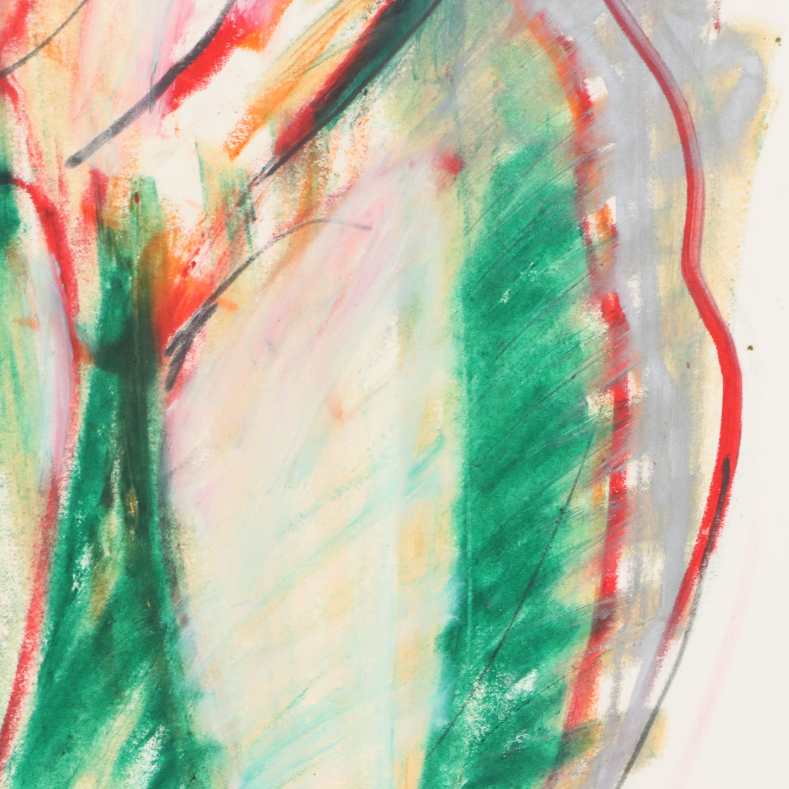 Jack Meanwell Mixed Media Drawing: Figurative Abstract, 1984