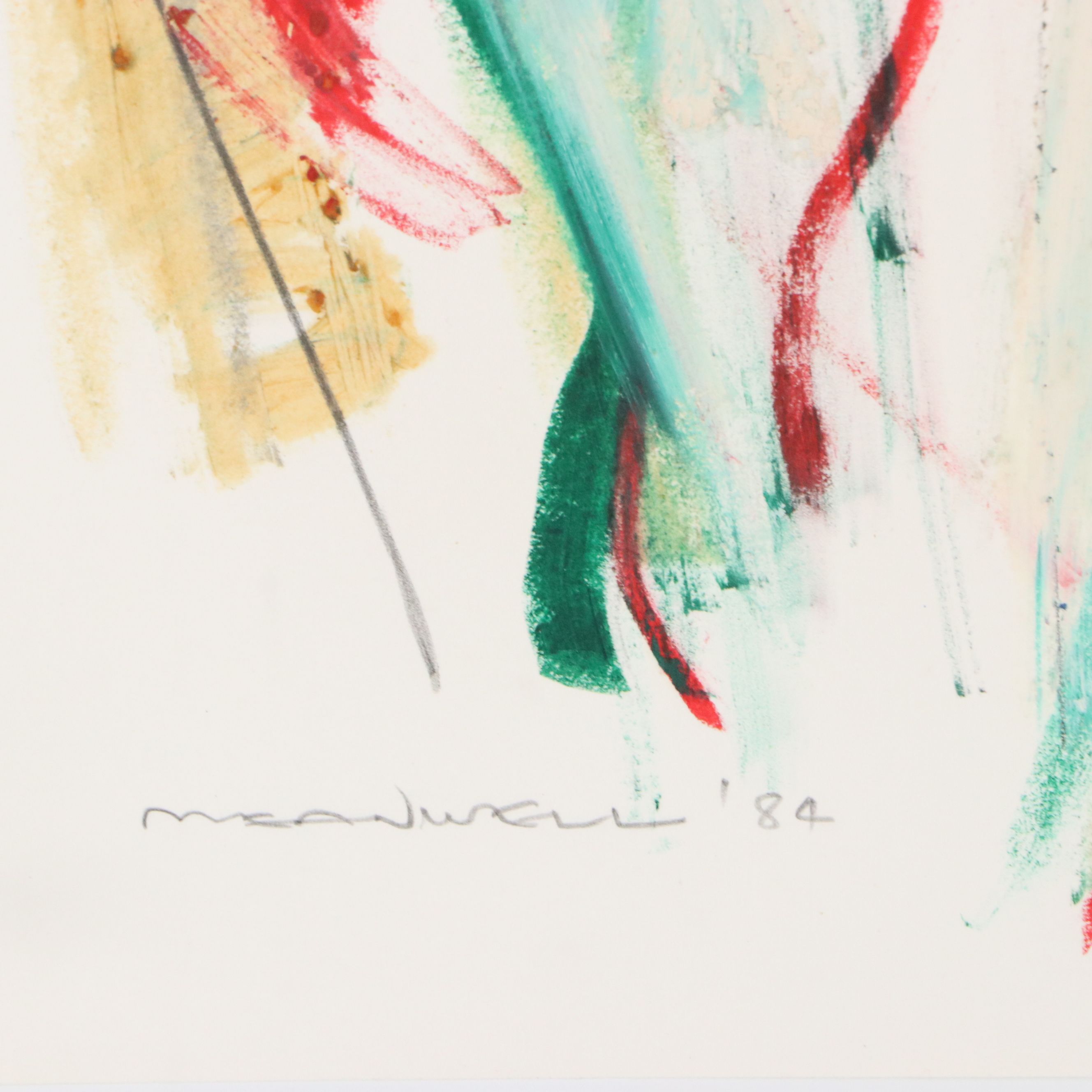 Jack Meanwell Mixed Media Drawing: Figurative Abstract, 1984