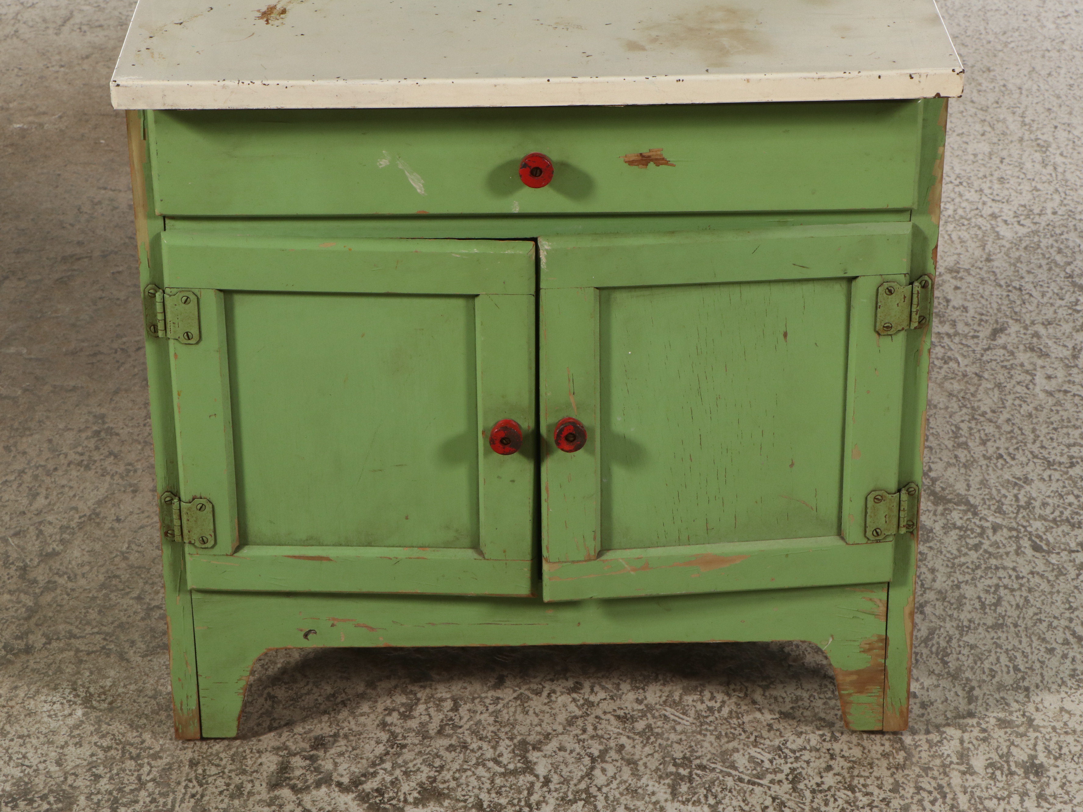 Hoosier Paint Decorated Wood and Enamel Play Kitchen Cabinets