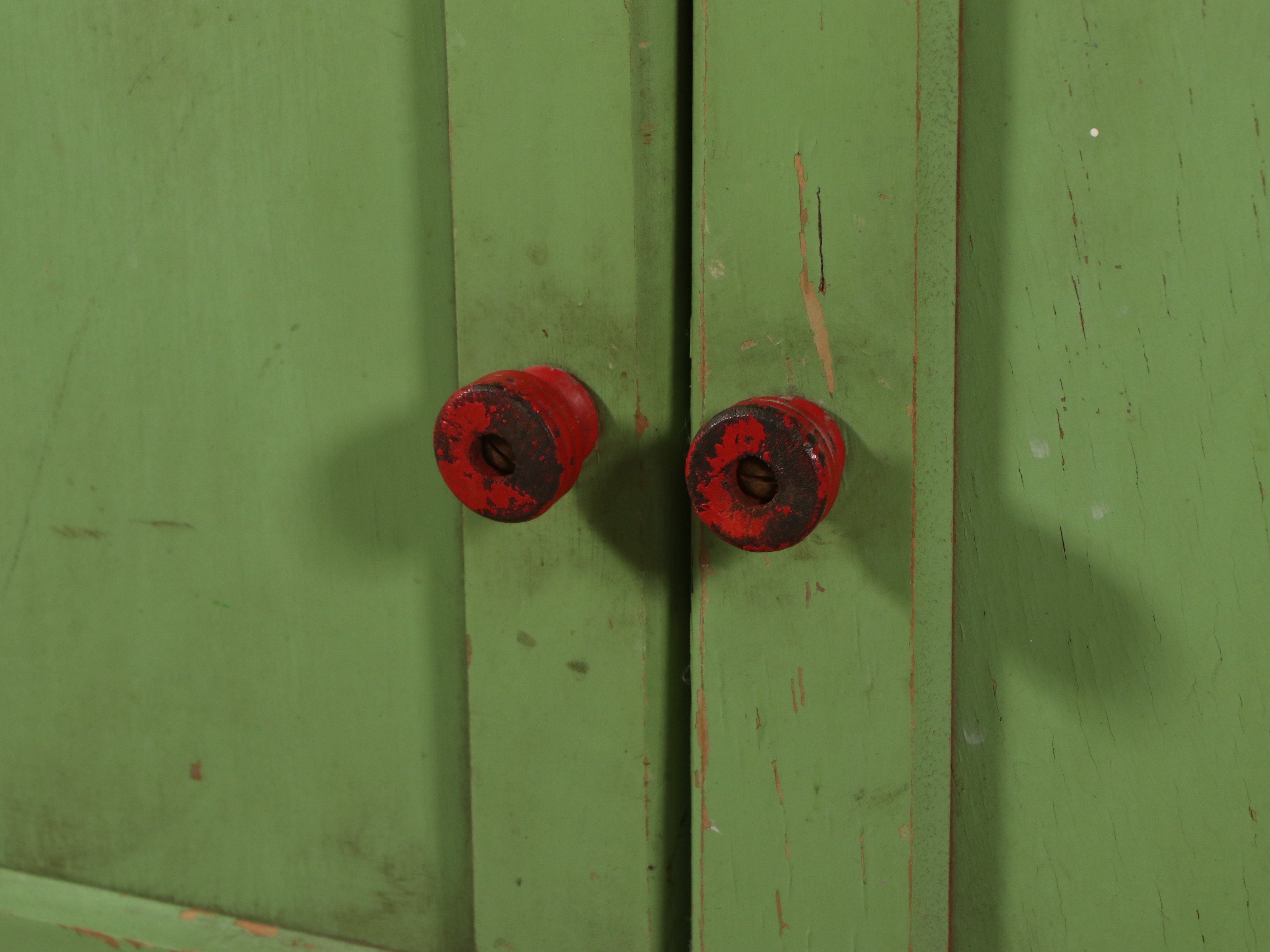 Hoosier Paint Decorated Wood and Enamel Play Kitchen Cabinets