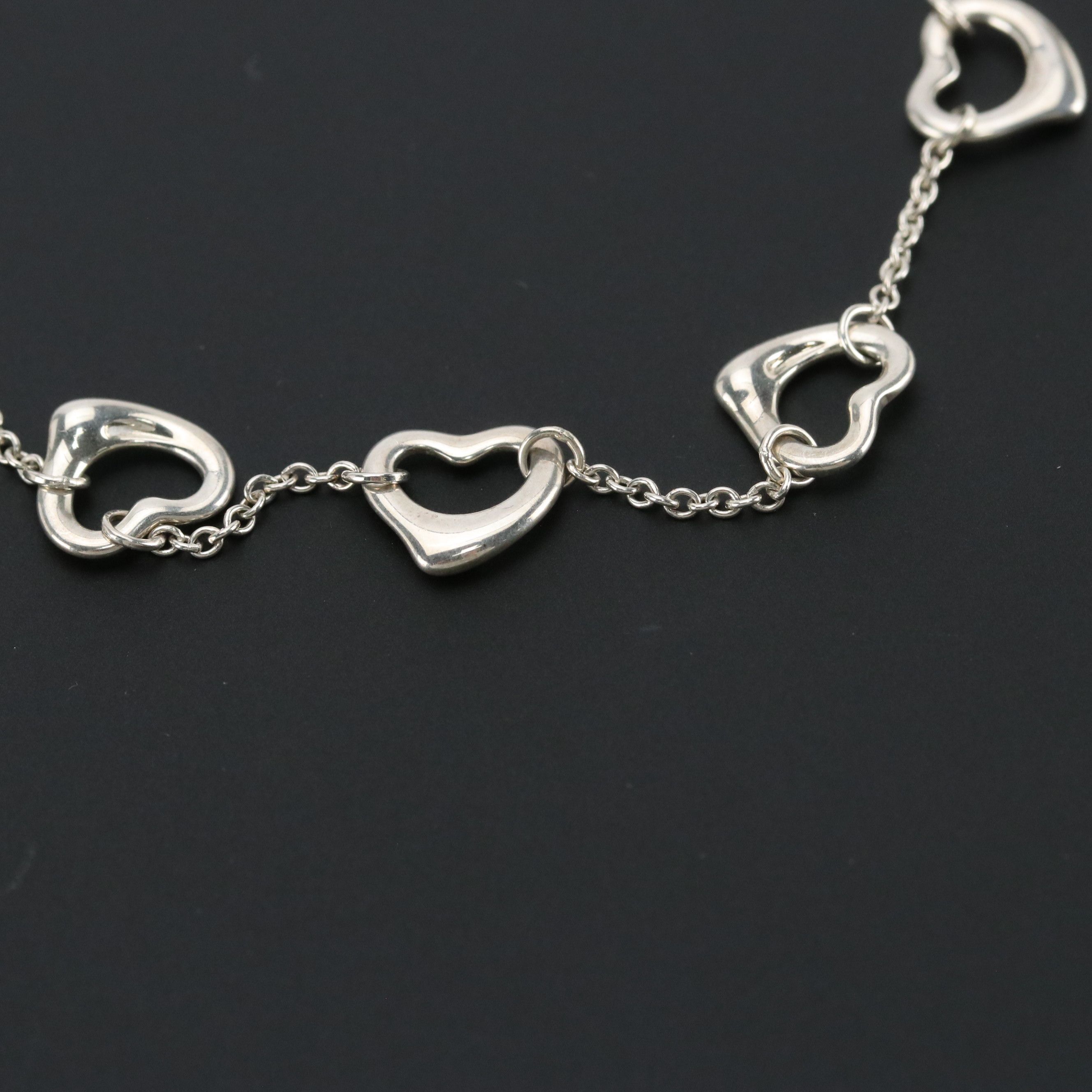 Elsa Peretti for Tiffany & Co. Sterling Silver Open Heart Station Necklace