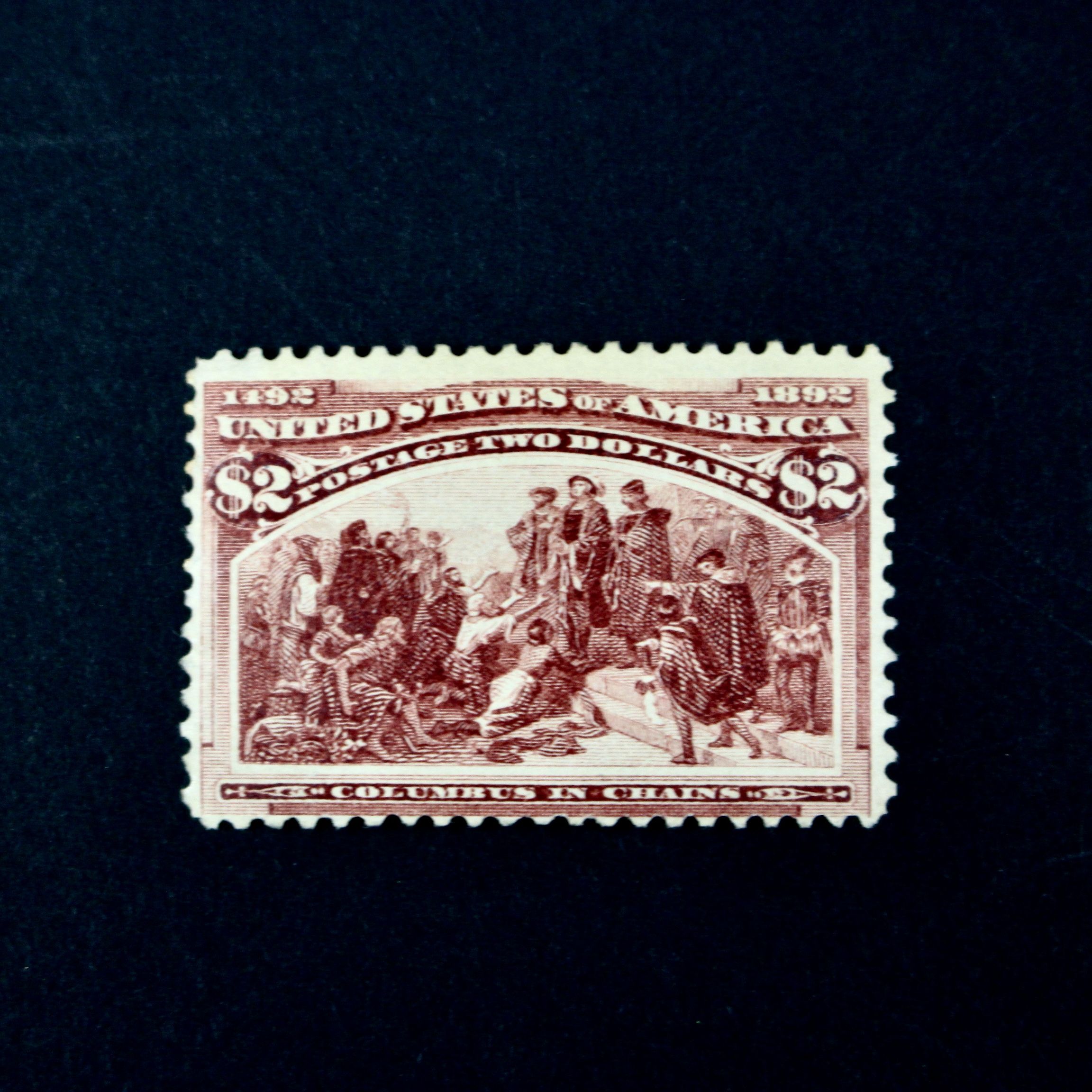 1893 $2 Columbian Exposition Postage Stamp, Mint Hinged, Scott 242