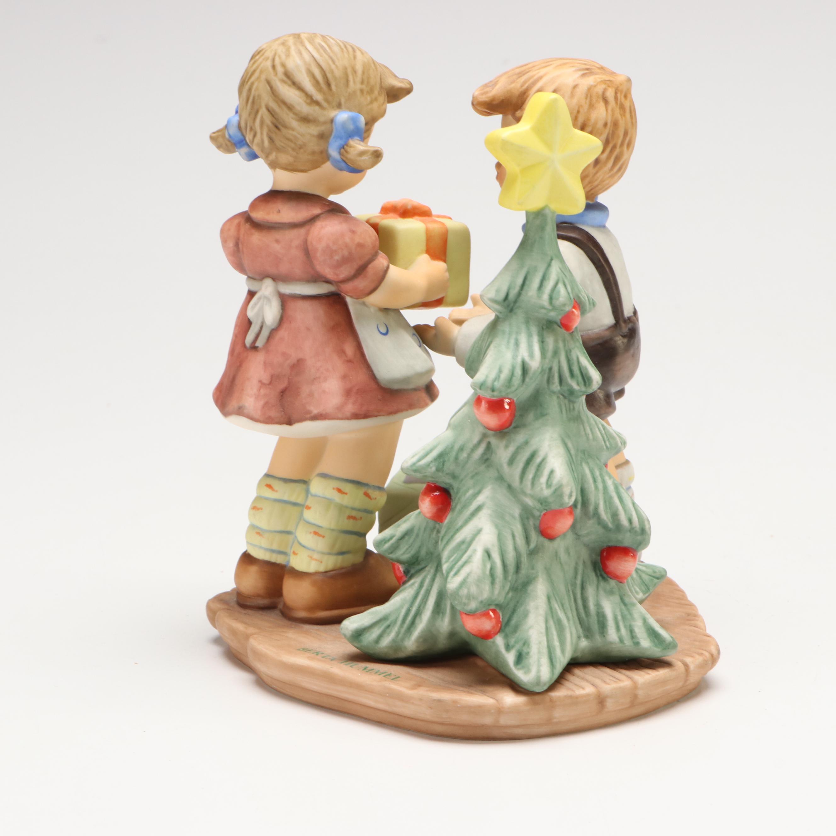 Goebel "A Present for You" and "Sledding Time" Porcelain Hummel Figurines, 1990s