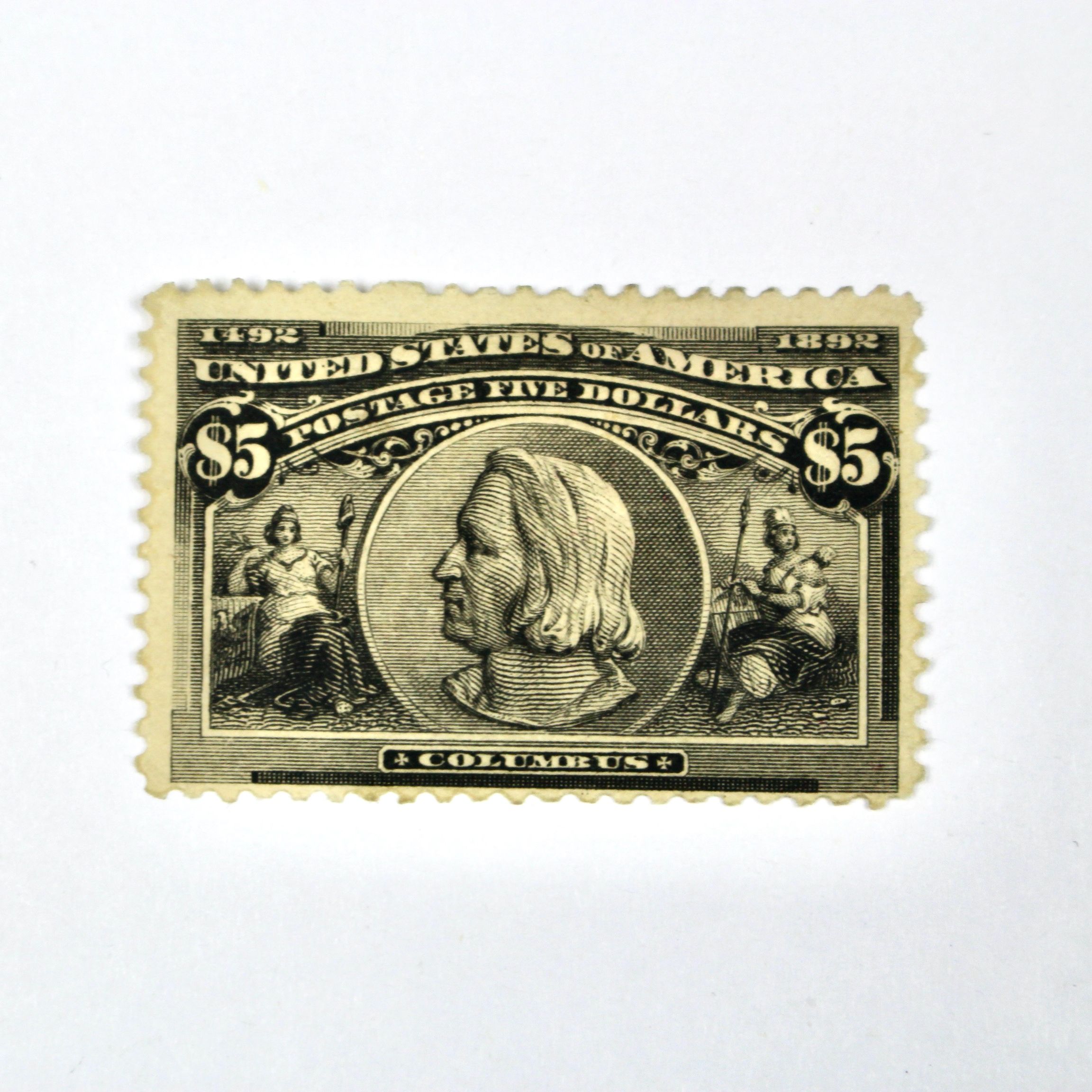 1893 $5 Columbian Exposition Postage Stamp, Mint Hinged, Scott 245
