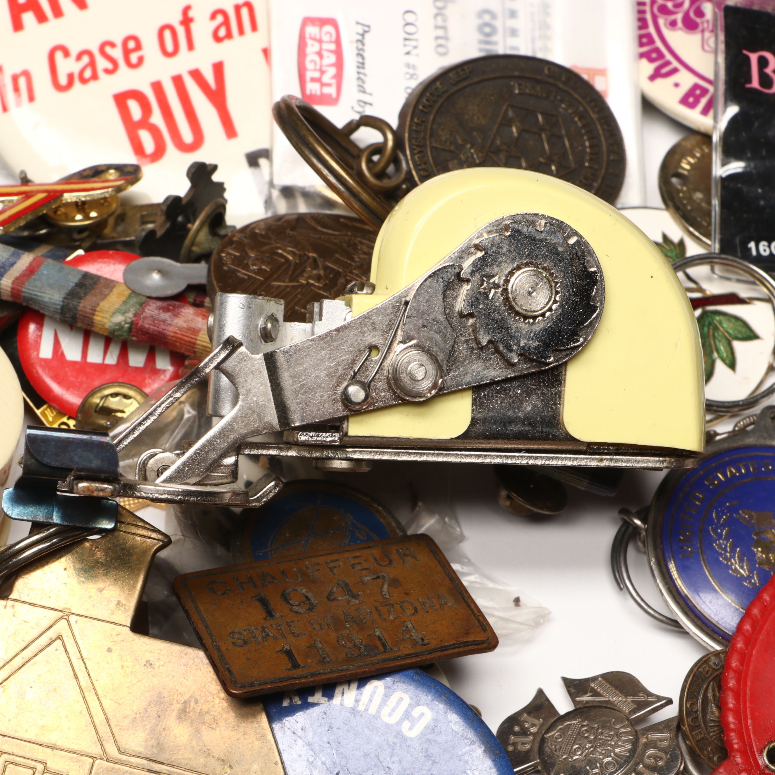 Collection of Pinbacks, Patches, Souvenir Spoons, and More Souvenirs