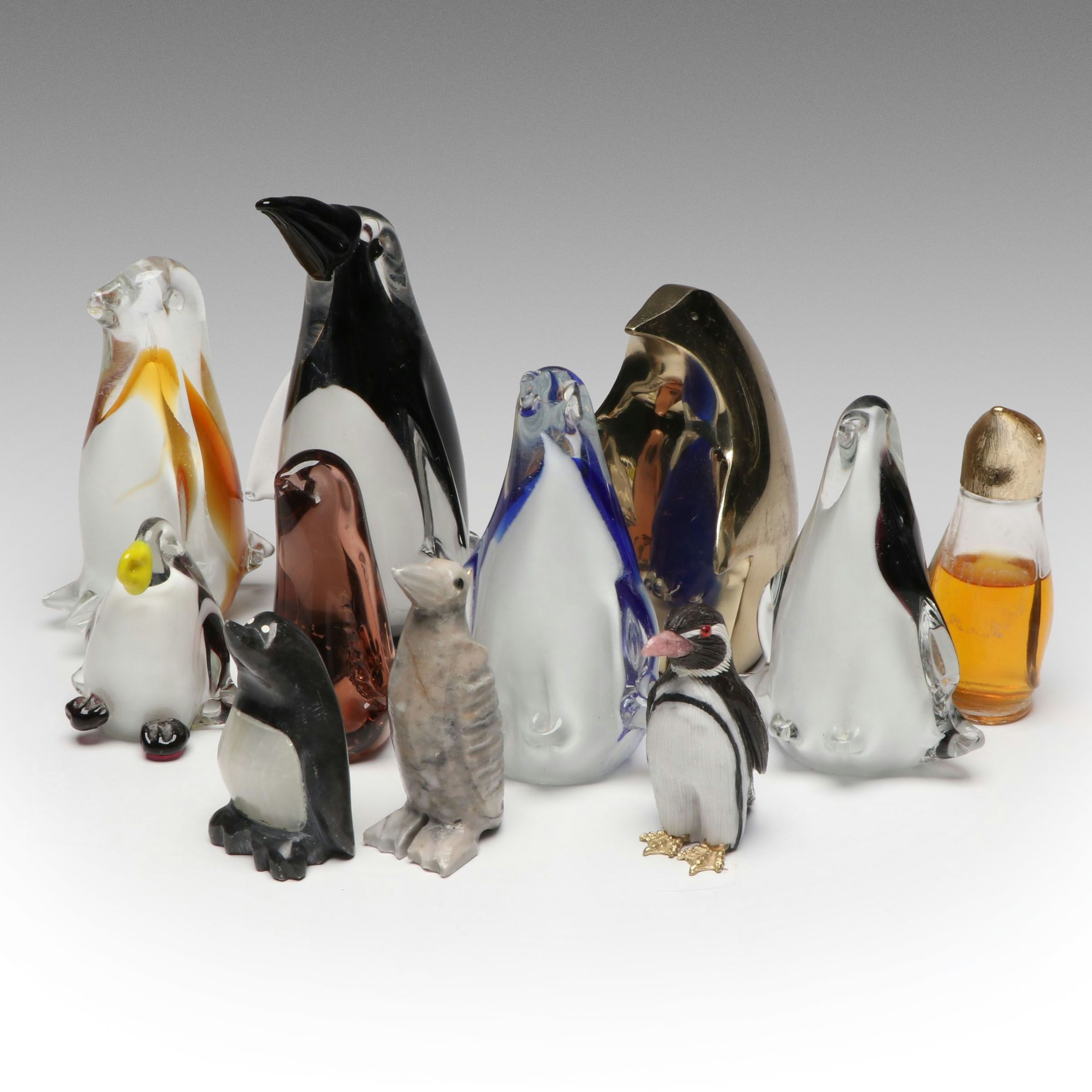 American Greetings Brass with Other Glass and Resin Penguin Figures