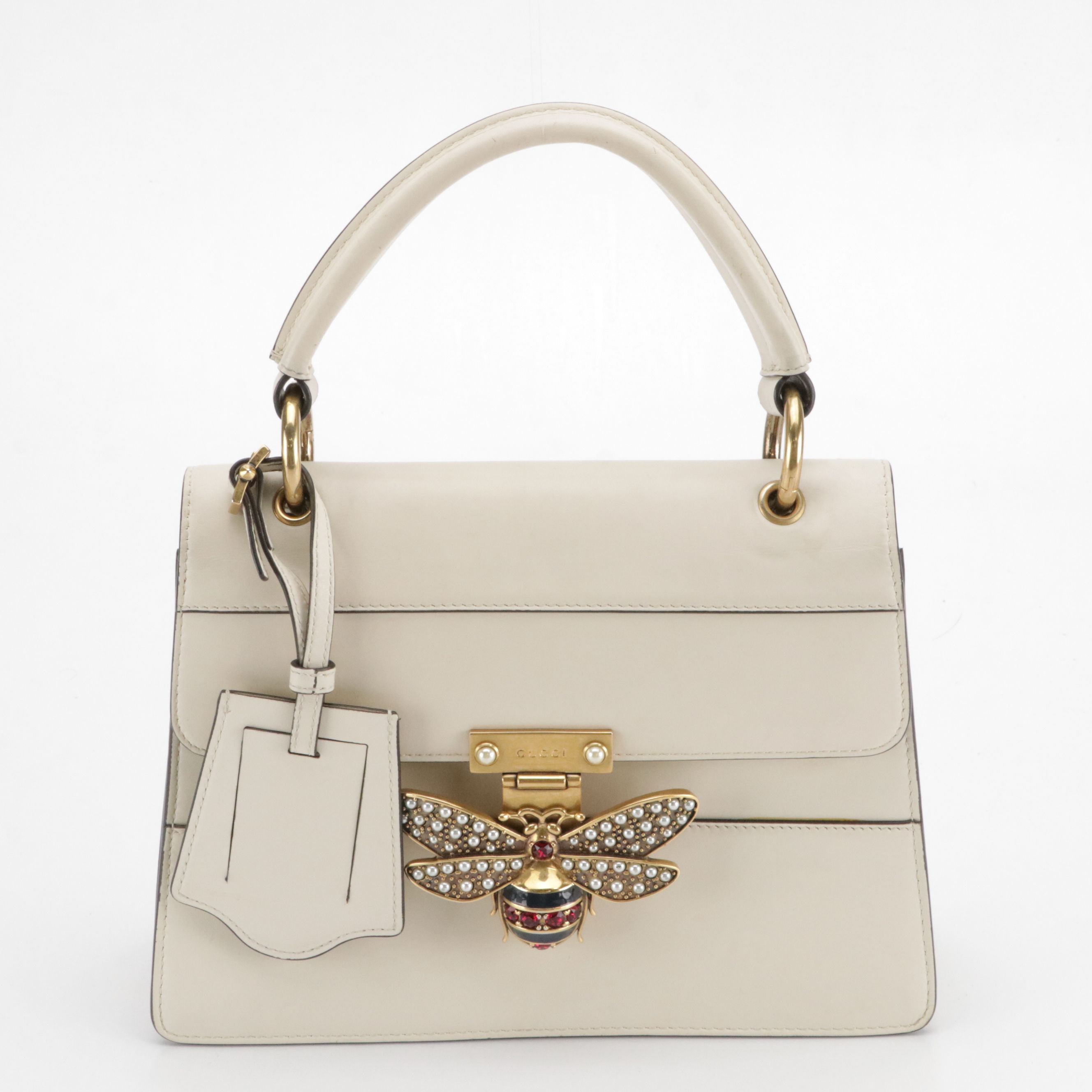 Gucci Queen Margaret Two-Way Satchel in White Smooth Leather