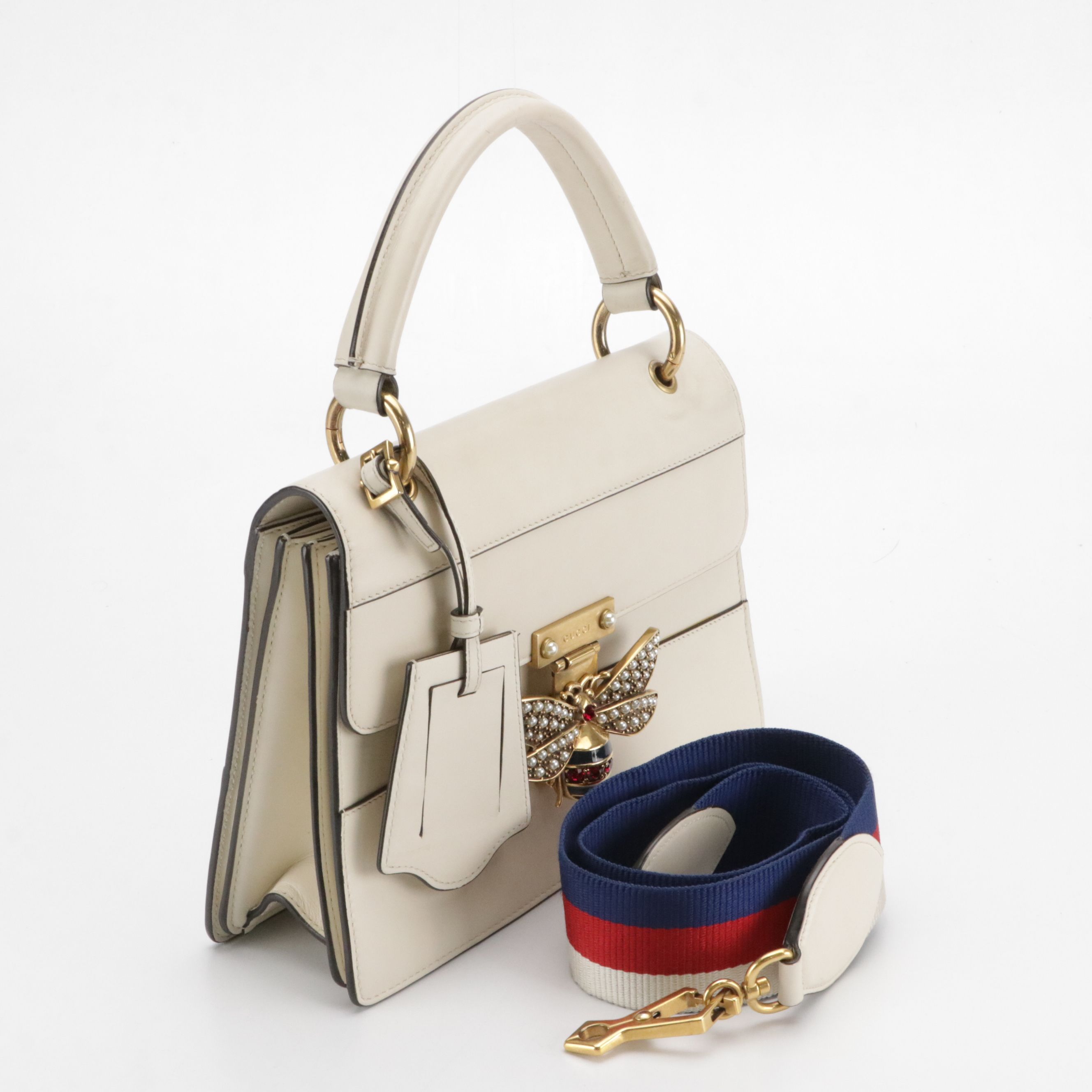 Gucci Queen Margaret Two-Way Satchel in White Smooth Leather