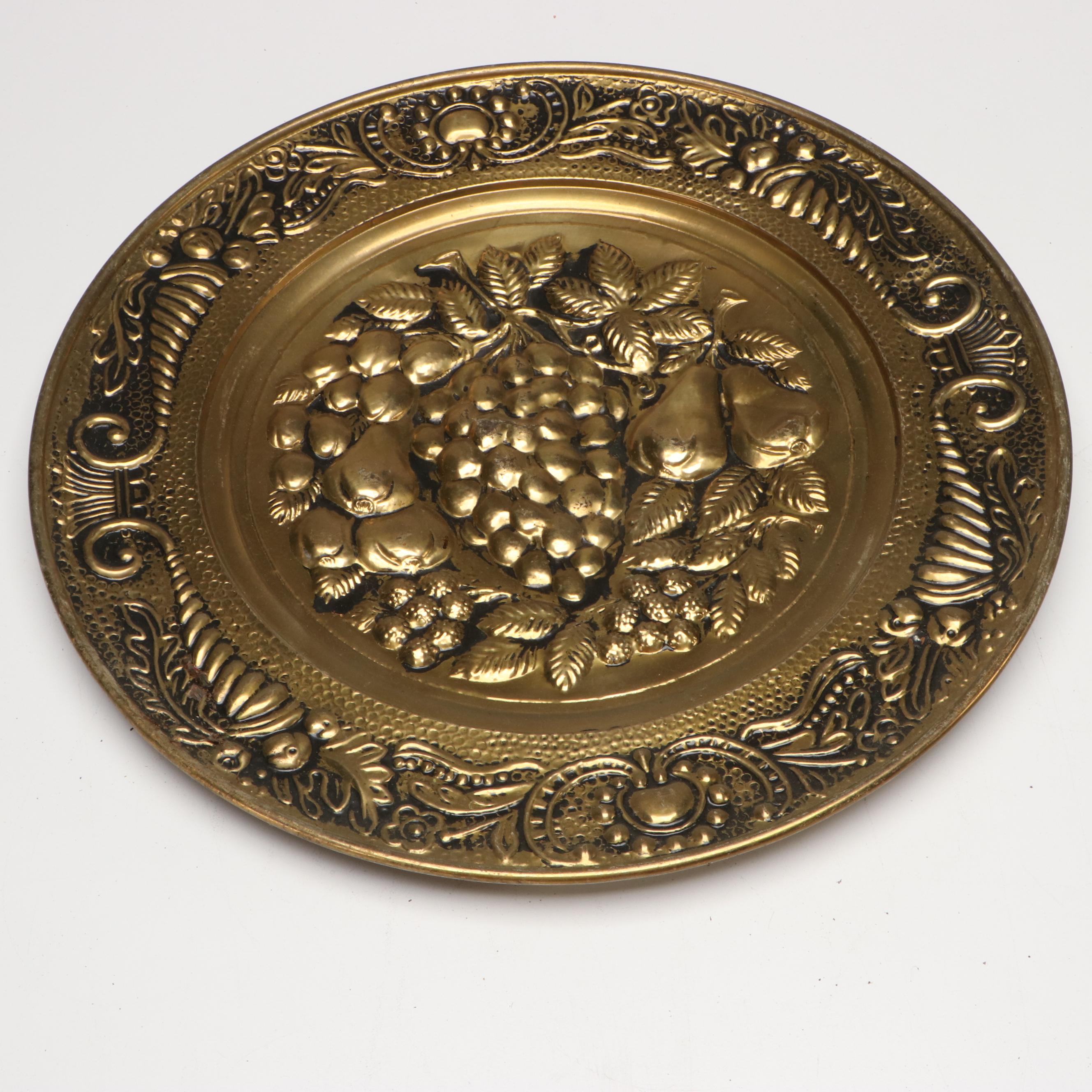 Etched Brass Urns, Brass Figural Bell, Candle Holders and More Décor