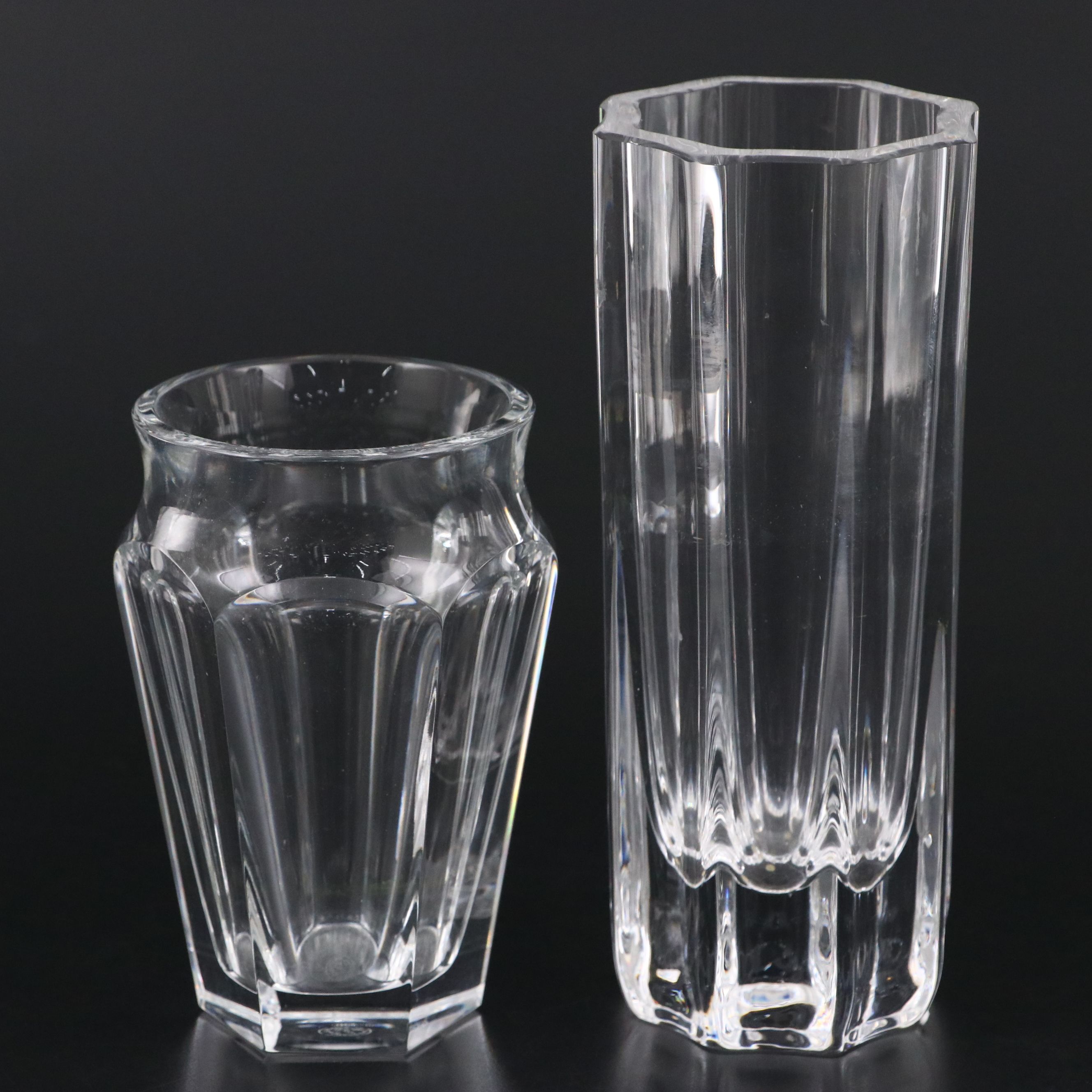 Baccarat "Nelly" and Orrefors Crystal Vases