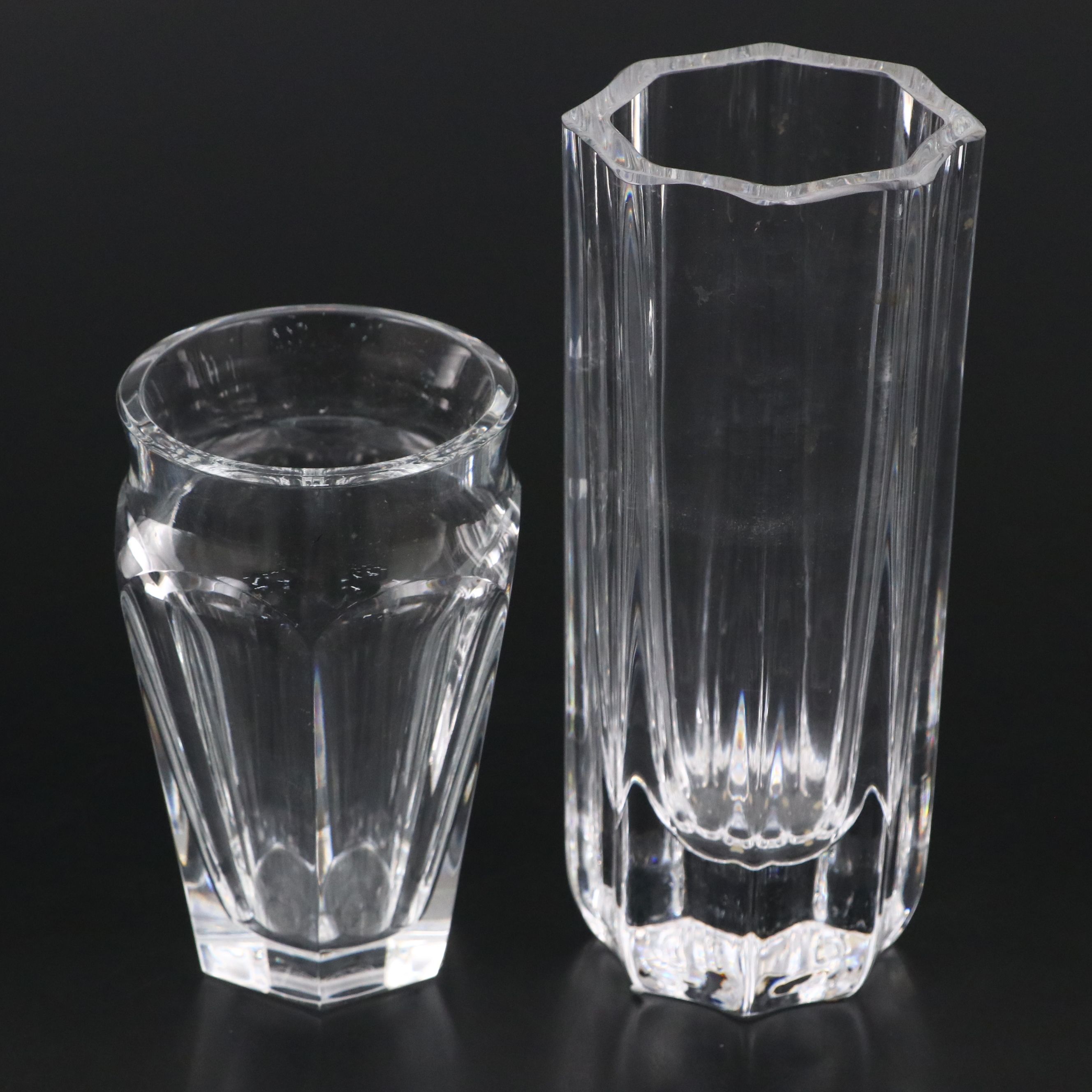 Baccarat "Nelly" and Orrefors Crystal Vases