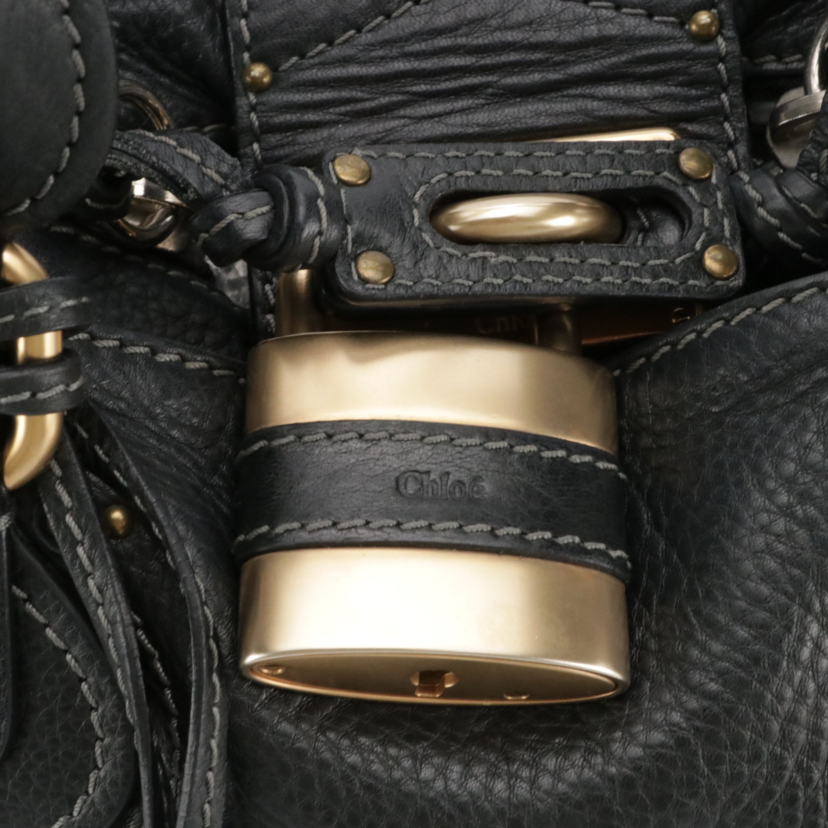 Chloé Paddington Satchel in Black Grained Calfskin Leather