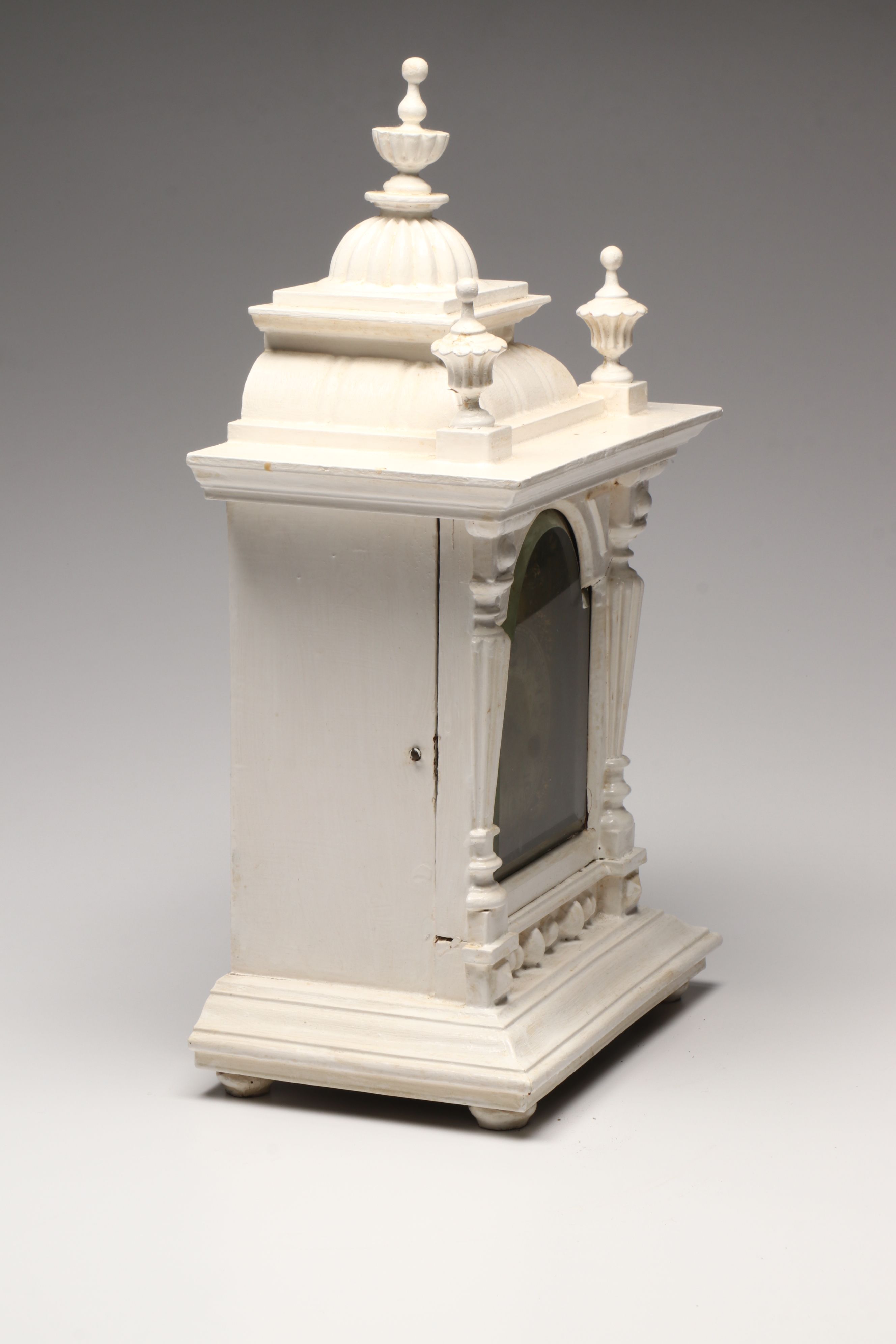 White Painted Wooden Mantel Clock
