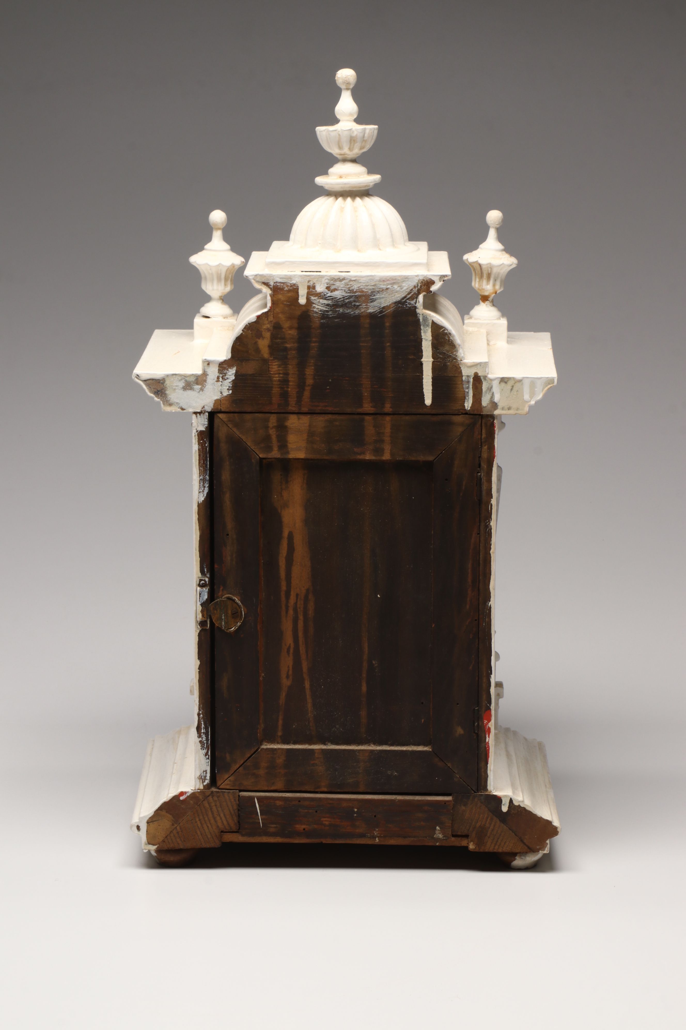 White Painted Wooden Mantel Clock