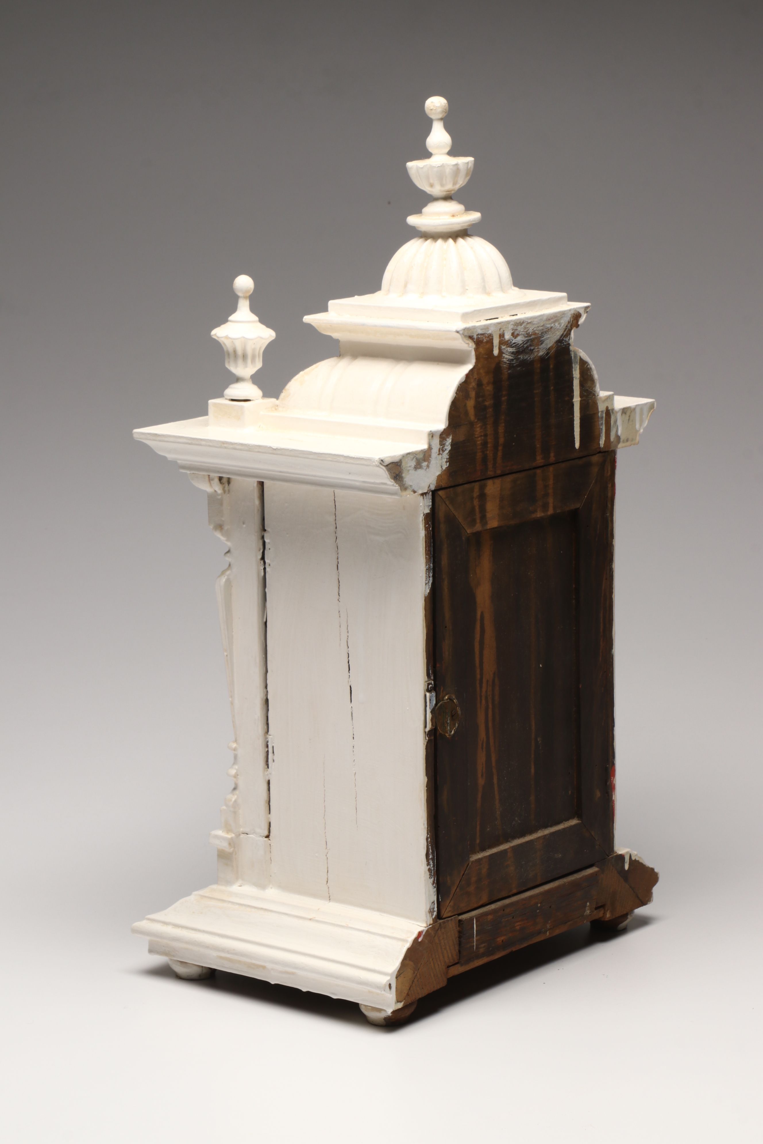 White Painted Wooden Mantel Clock