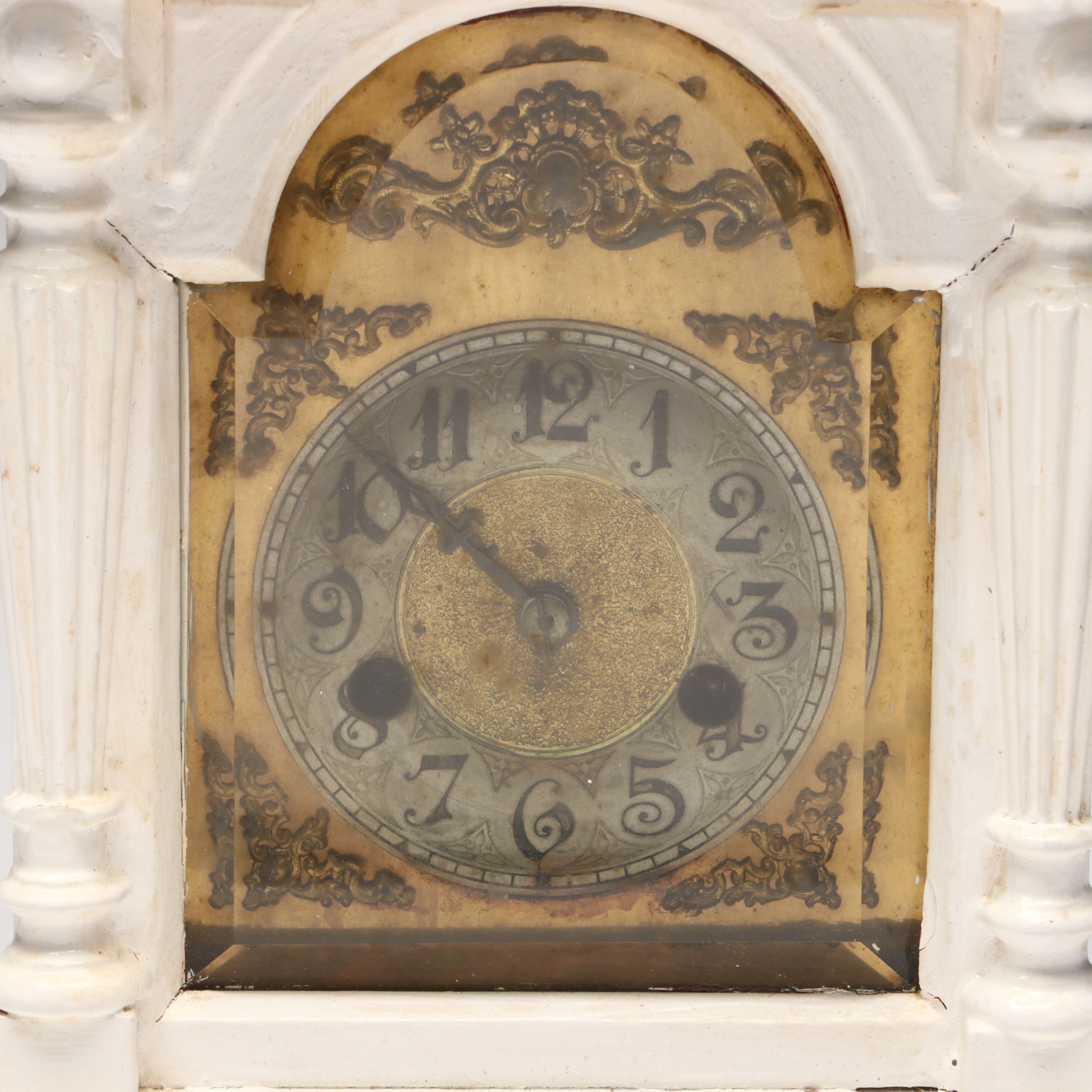 White Painted Wooden Mantel Clock