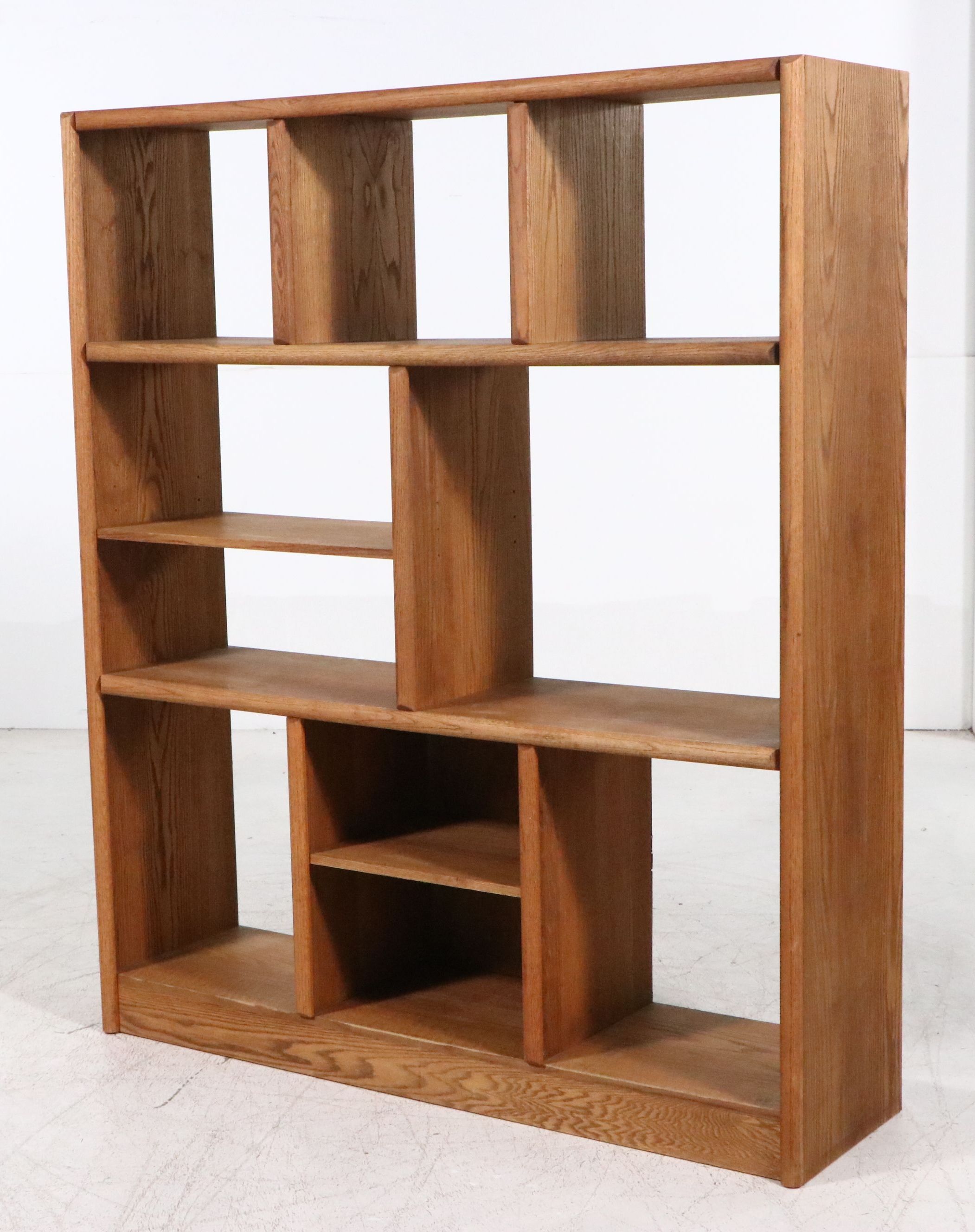 Modernist Oak Wall Bookcase or Display Shelf, Late 20th Century