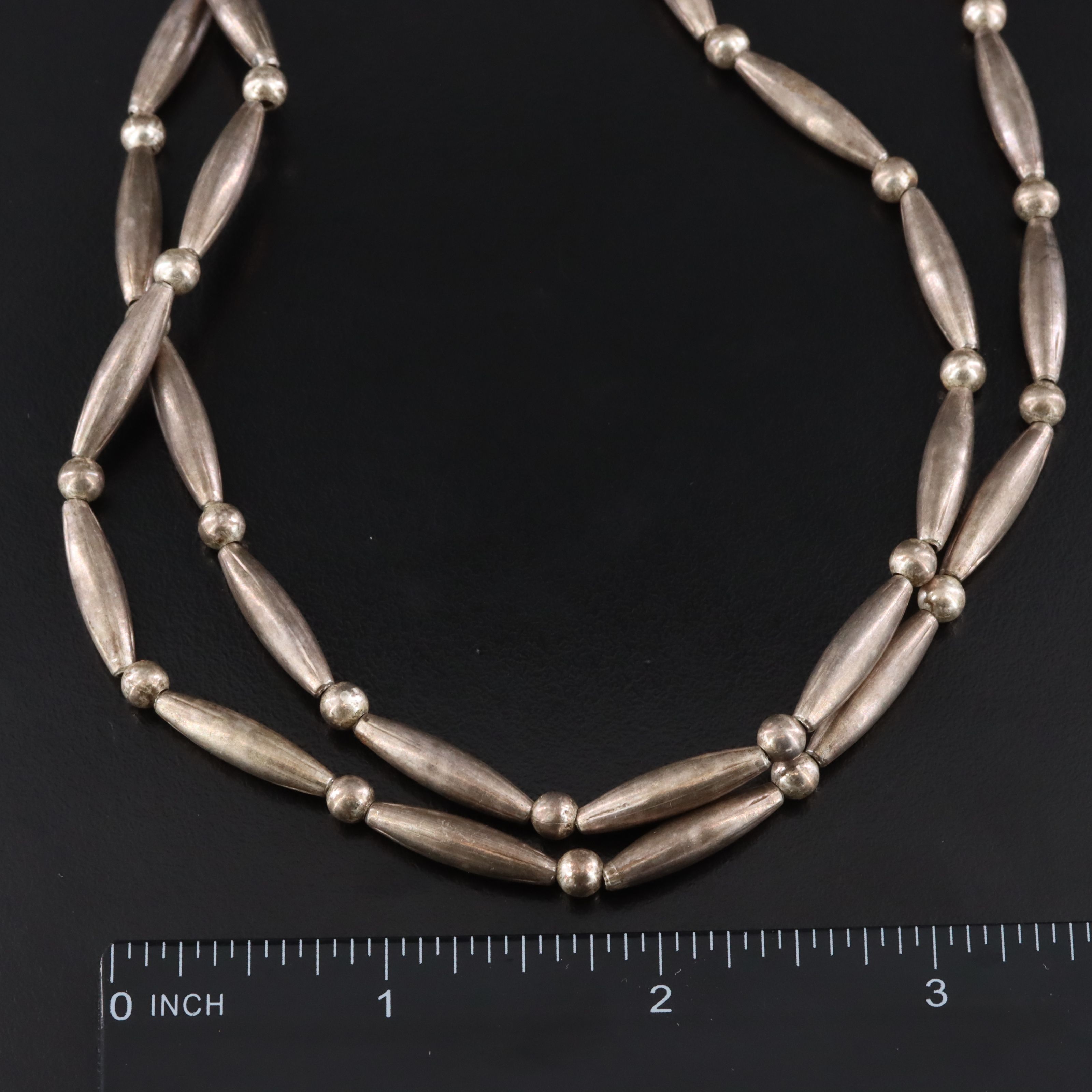 Oval and Round Bead Double Strand Necklace