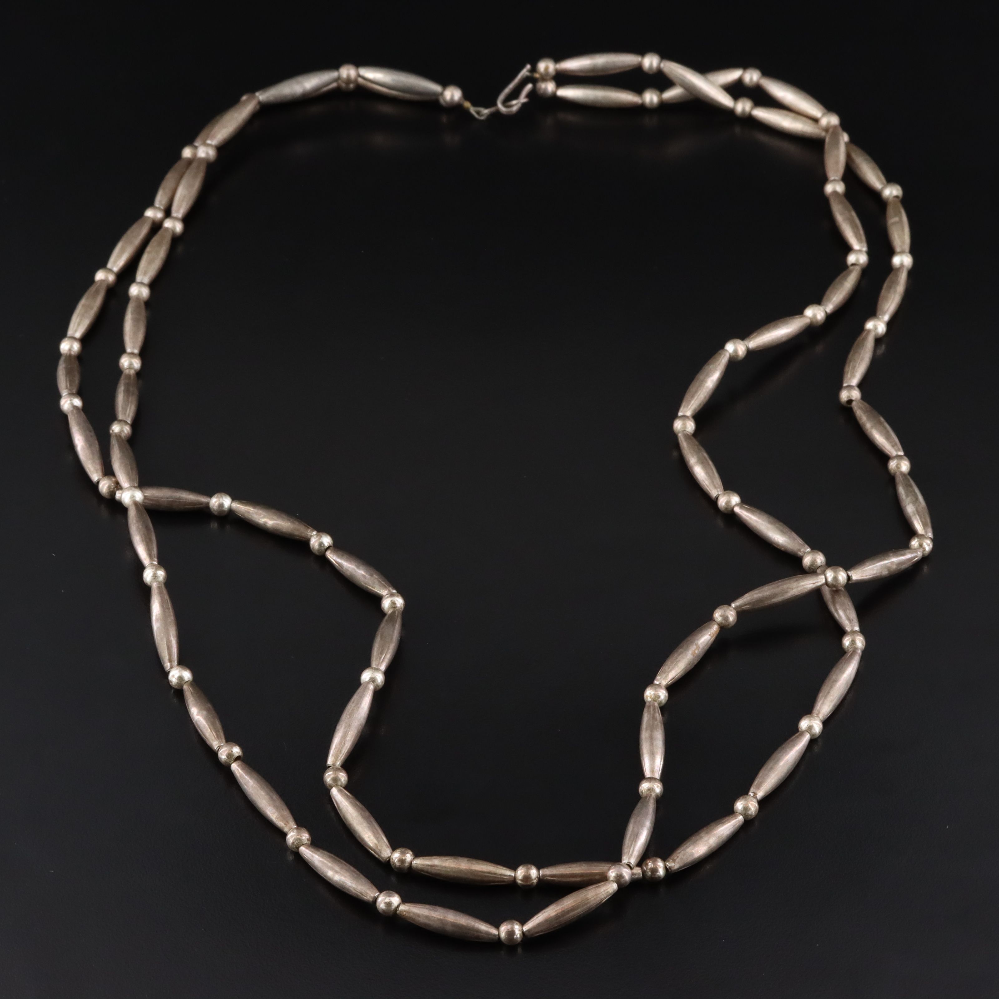 Oval and Round Bead Double Strand Necklace
