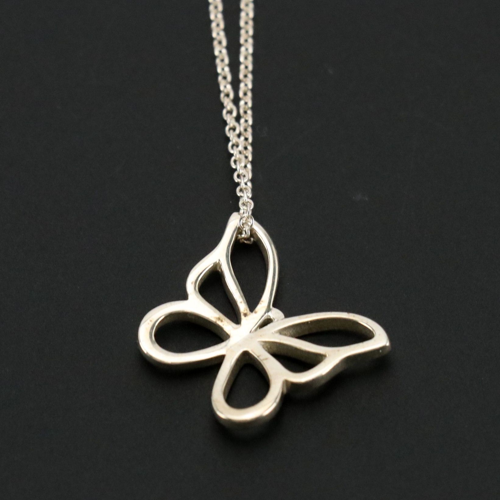 Tiffany & Co. Sterling Silver Cutout Butterfly Pendant Necklace