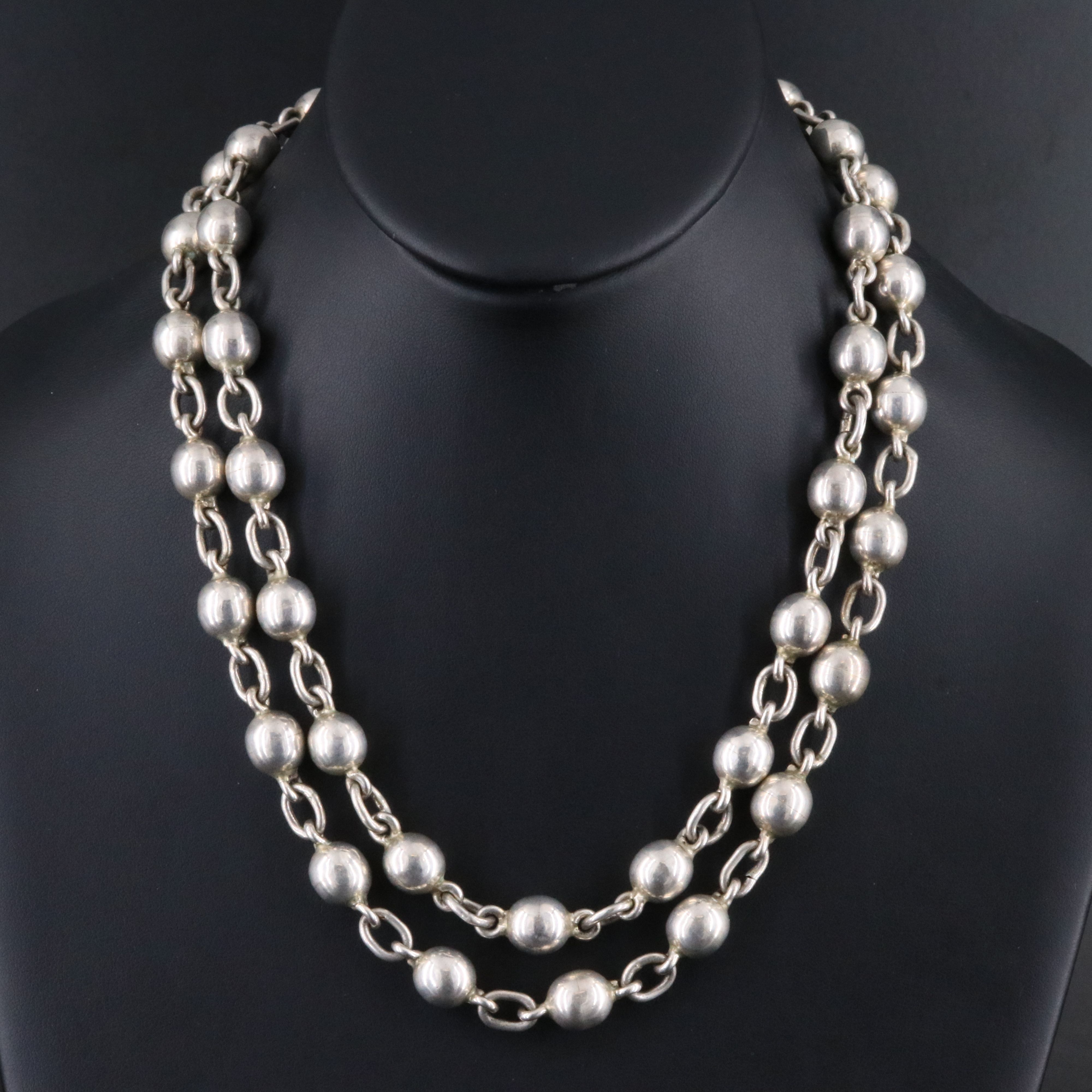 Mexican Sterling Bench Bead Necklace