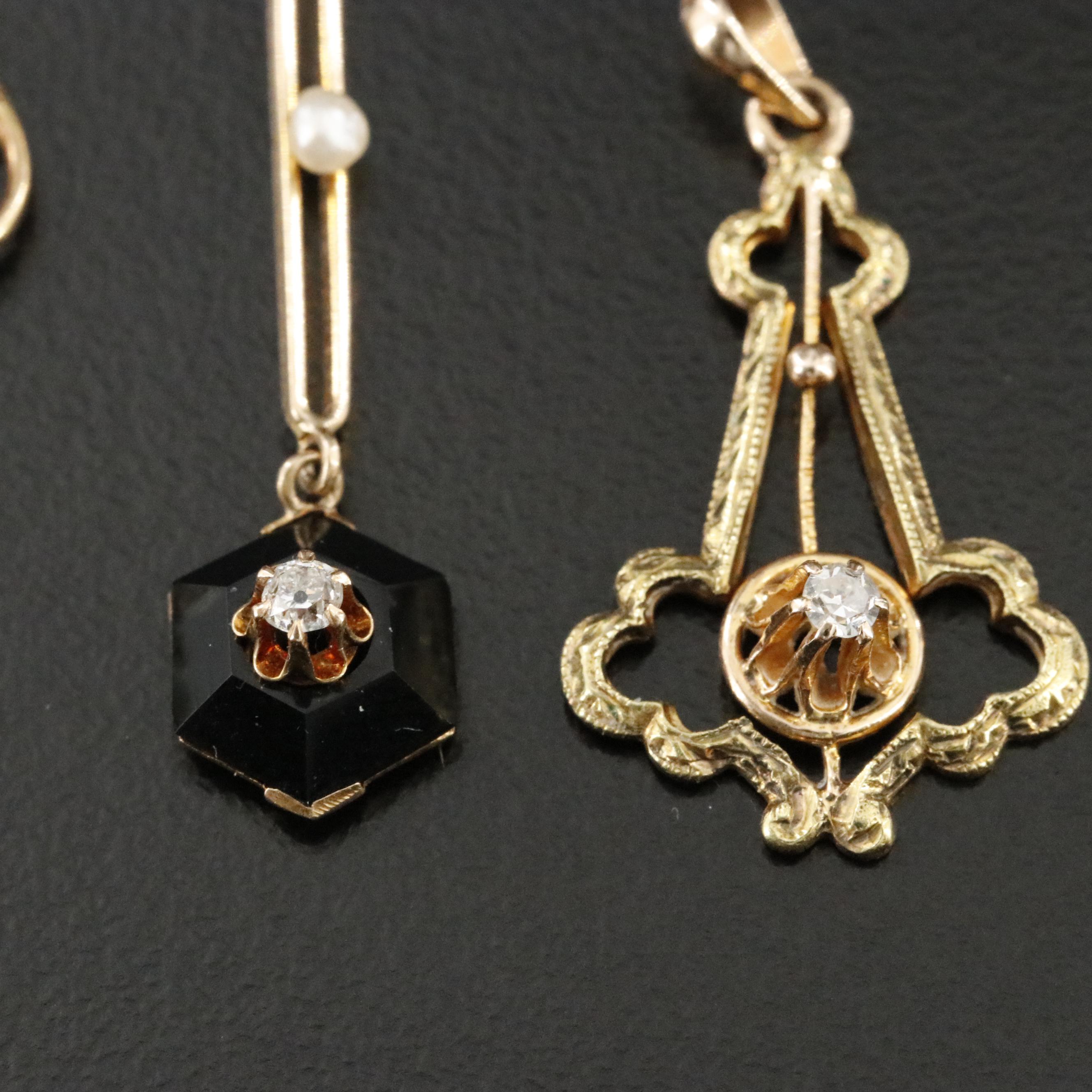 Antique & Victorian 10K & 14K Diamond, Seed Pearl Pendants ft. M.B. Bryant & Co.
