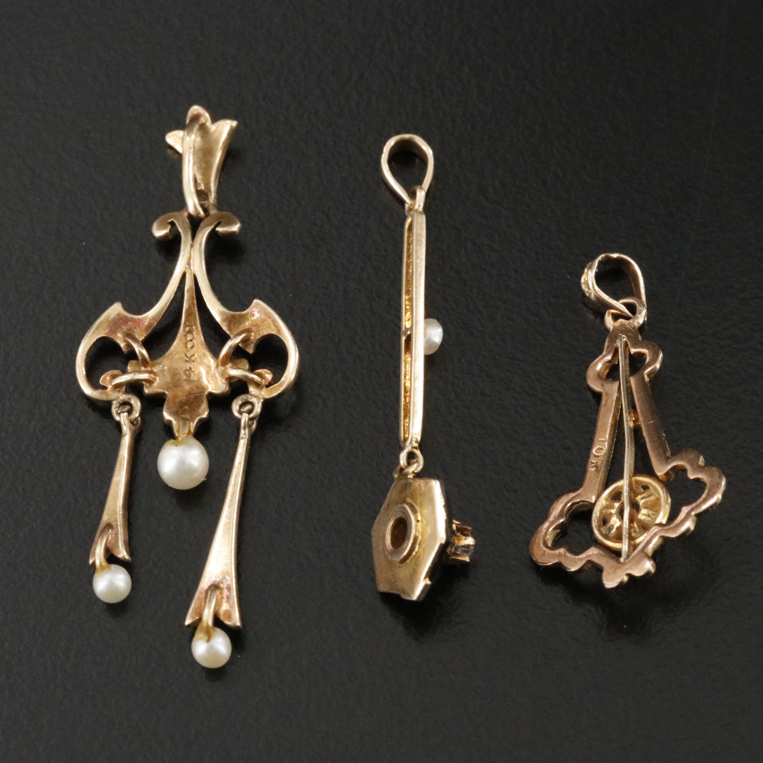 Antique & Victorian 10K & 14K Diamond, Seed Pearl Pendants ft. M.B. Bryant & Co.