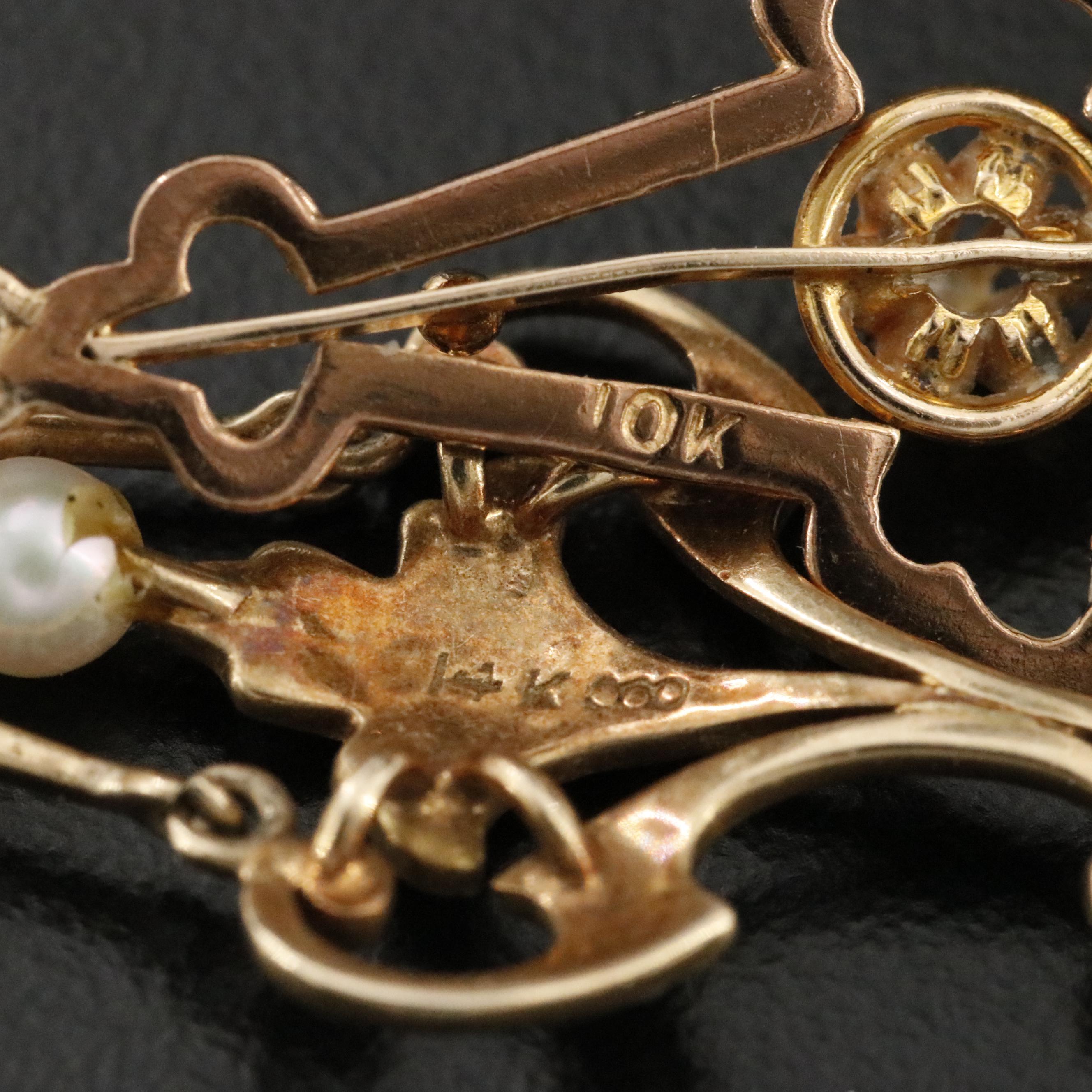 Antique & Victorian 10K & 14K Diamond, Seed Pearl Pendants ft. M.B. Bryant & Co.