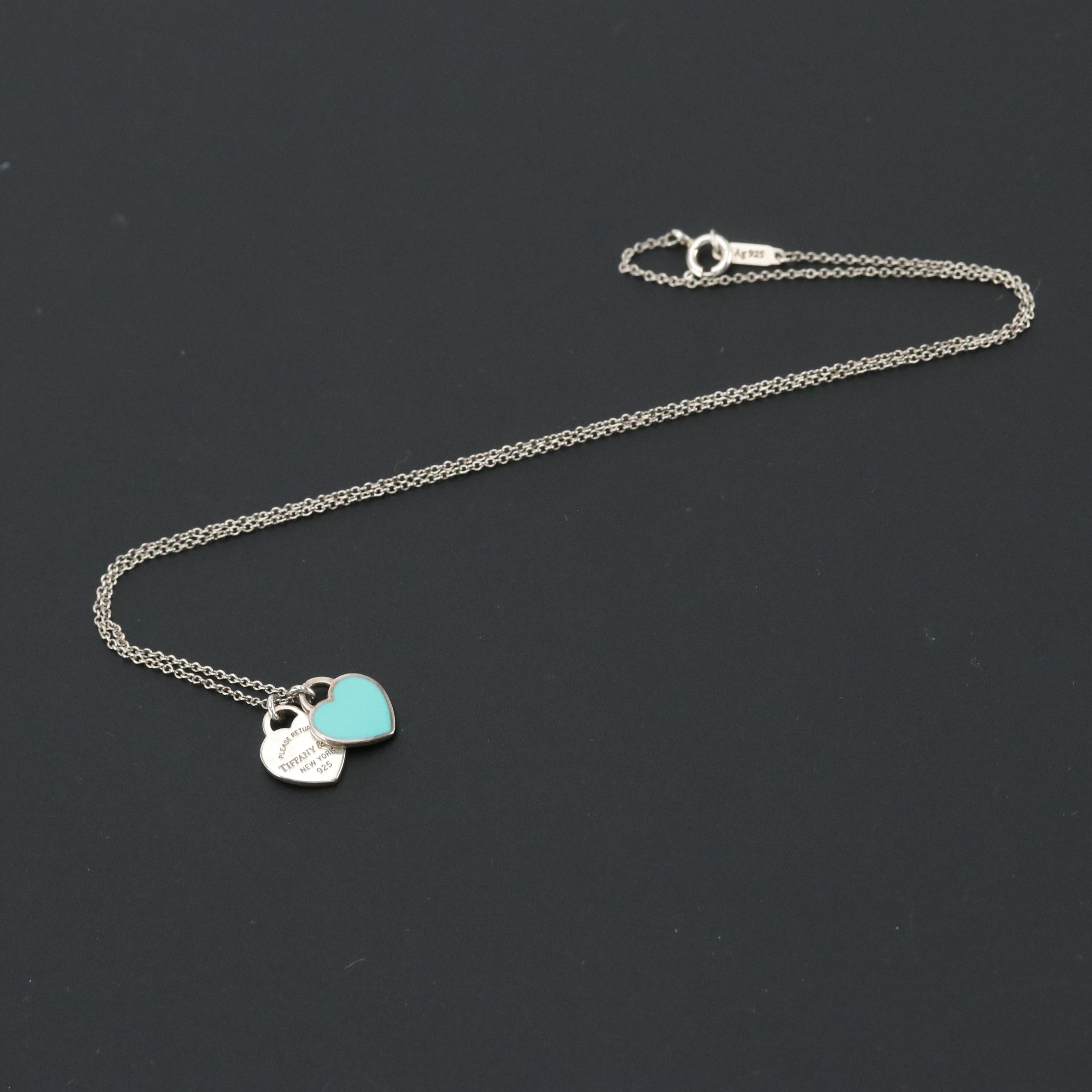 Tiffany & Co. Sterling Please Return to Tiffany & Co. Mini Double Heart Necklace