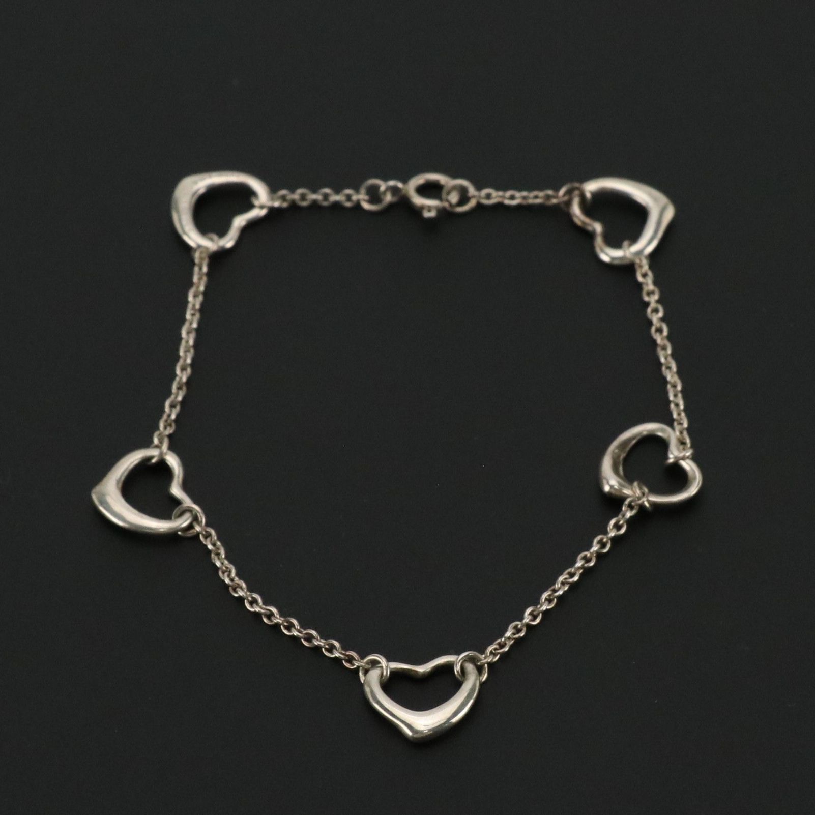 Elsa Peretti for Tiffany & Co. Sterling Silver Open Heart Station Bracelet