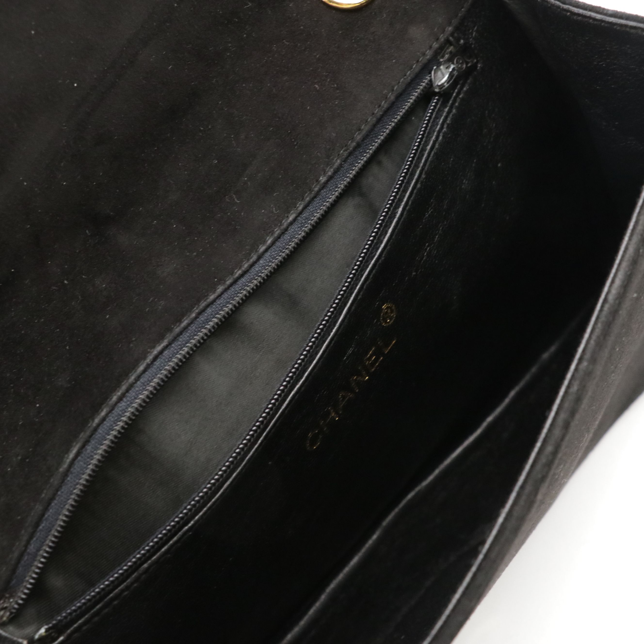 Chanel Flap Front Chain Two Way Bag in Black Suede