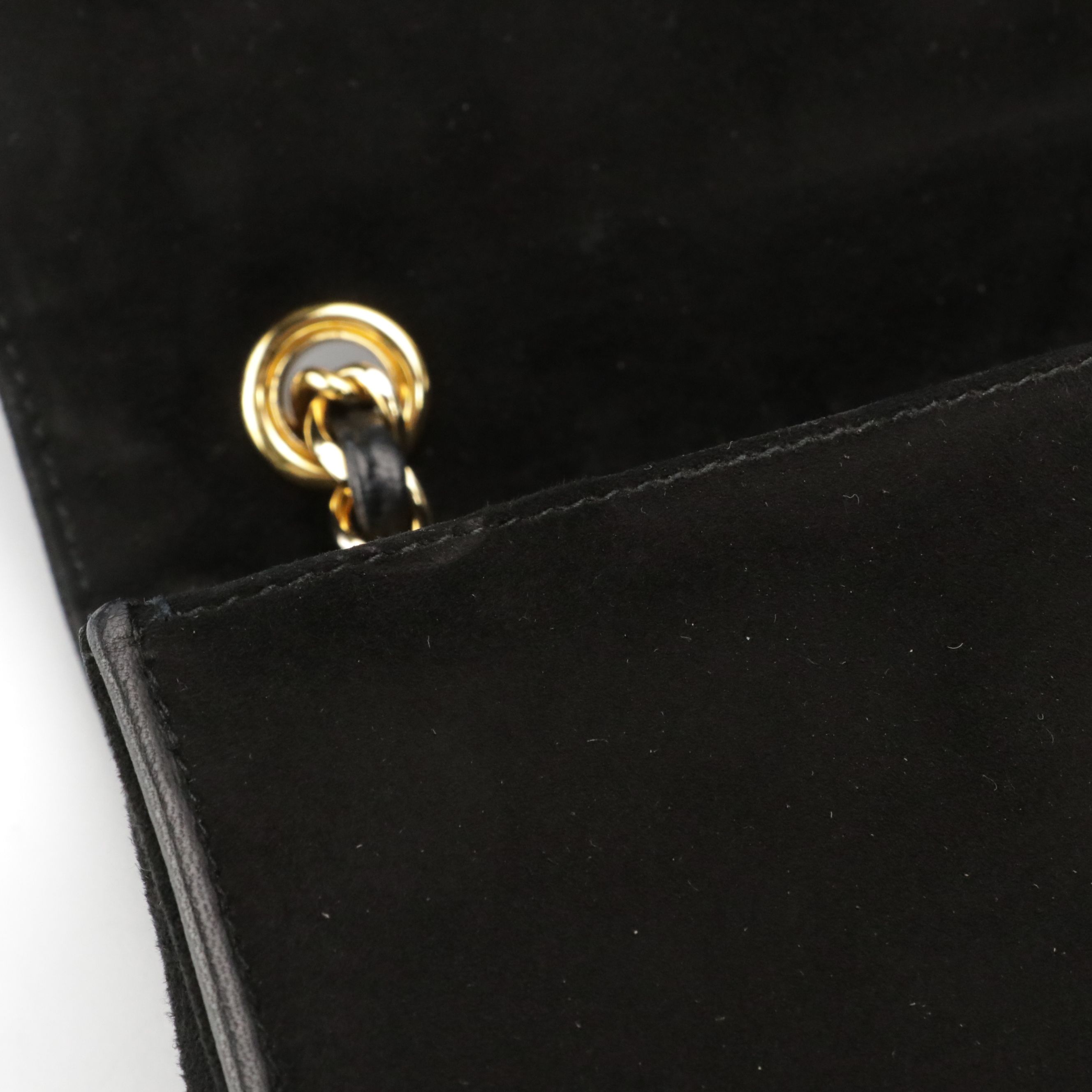 Chanel Flap Front Chain Two Way Bag in Black Suede