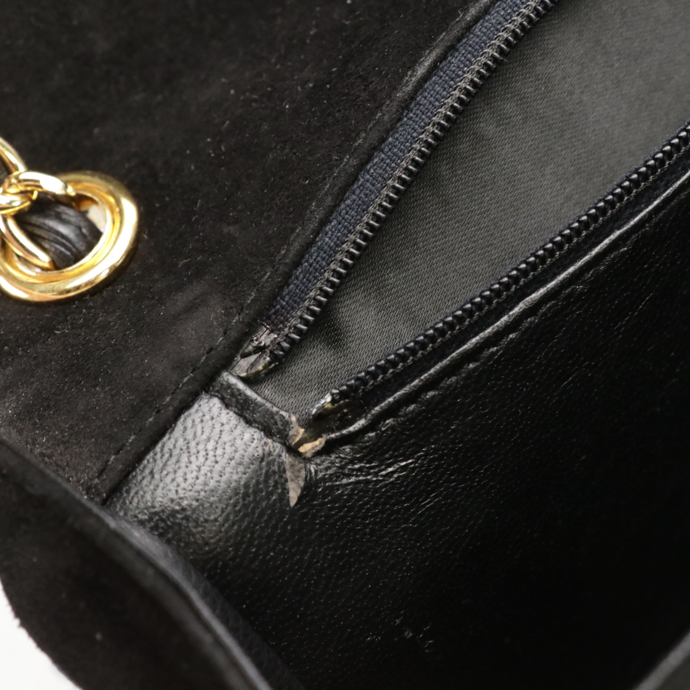 Chanel Flap Front Chain Two Way Bag in Black Suede