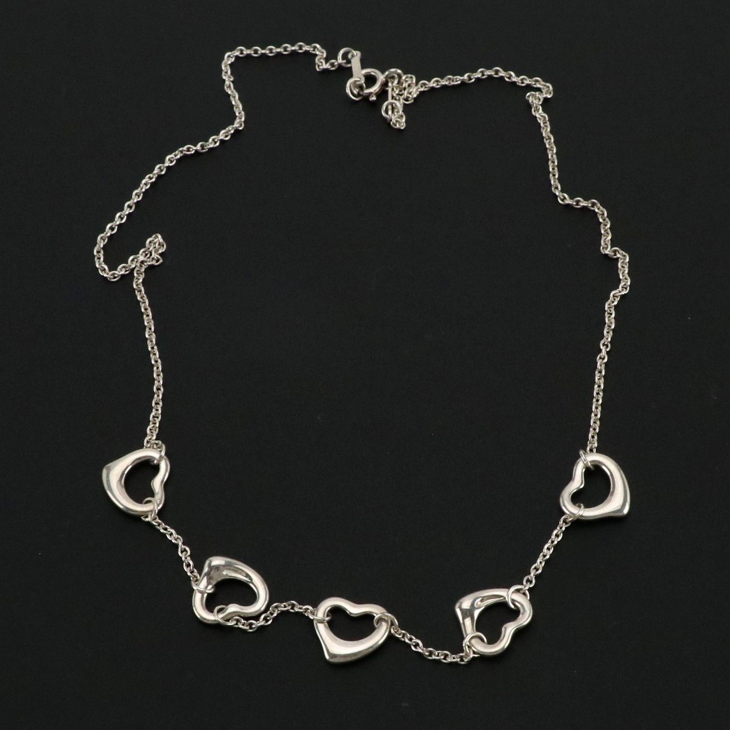 Elsa Peretti for Tiffany & Co. Sterling Silver Open Heart Station Necklace