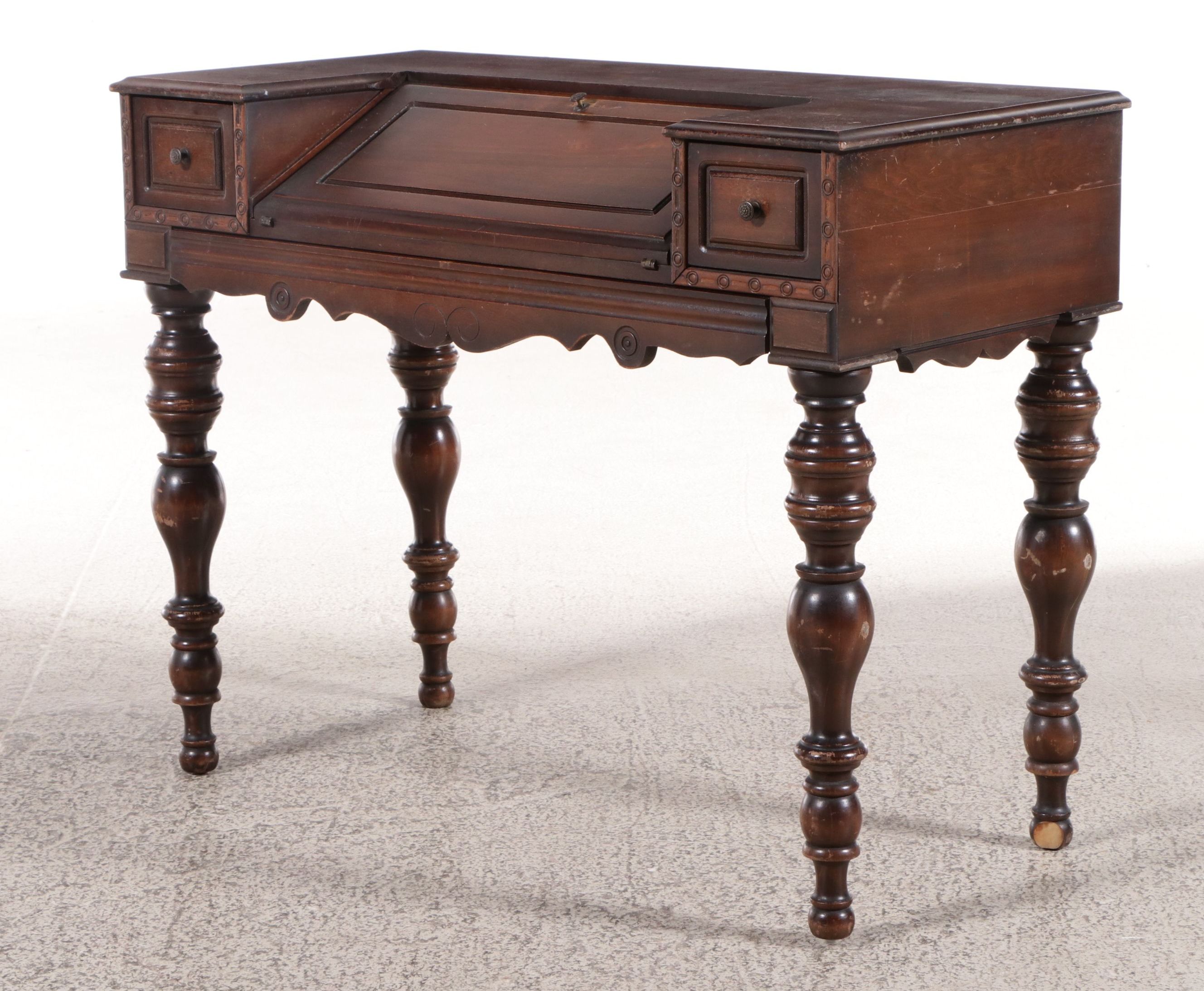 Victorian Mahogany Spinet Fall-Front Writing Desk, Early 20th Century