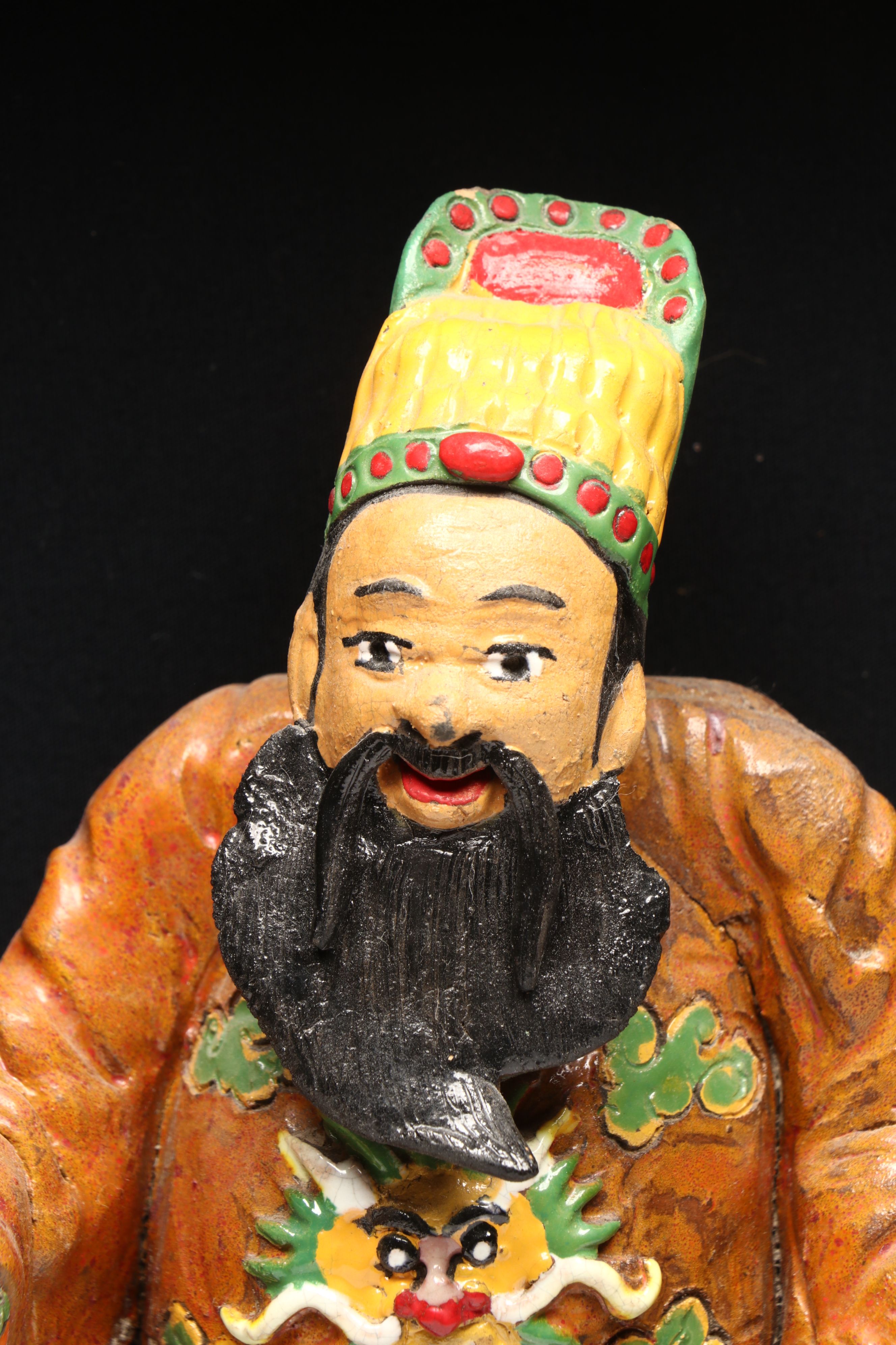 Chinese Hand-Painted Guan Gong Figure in Shadowbox