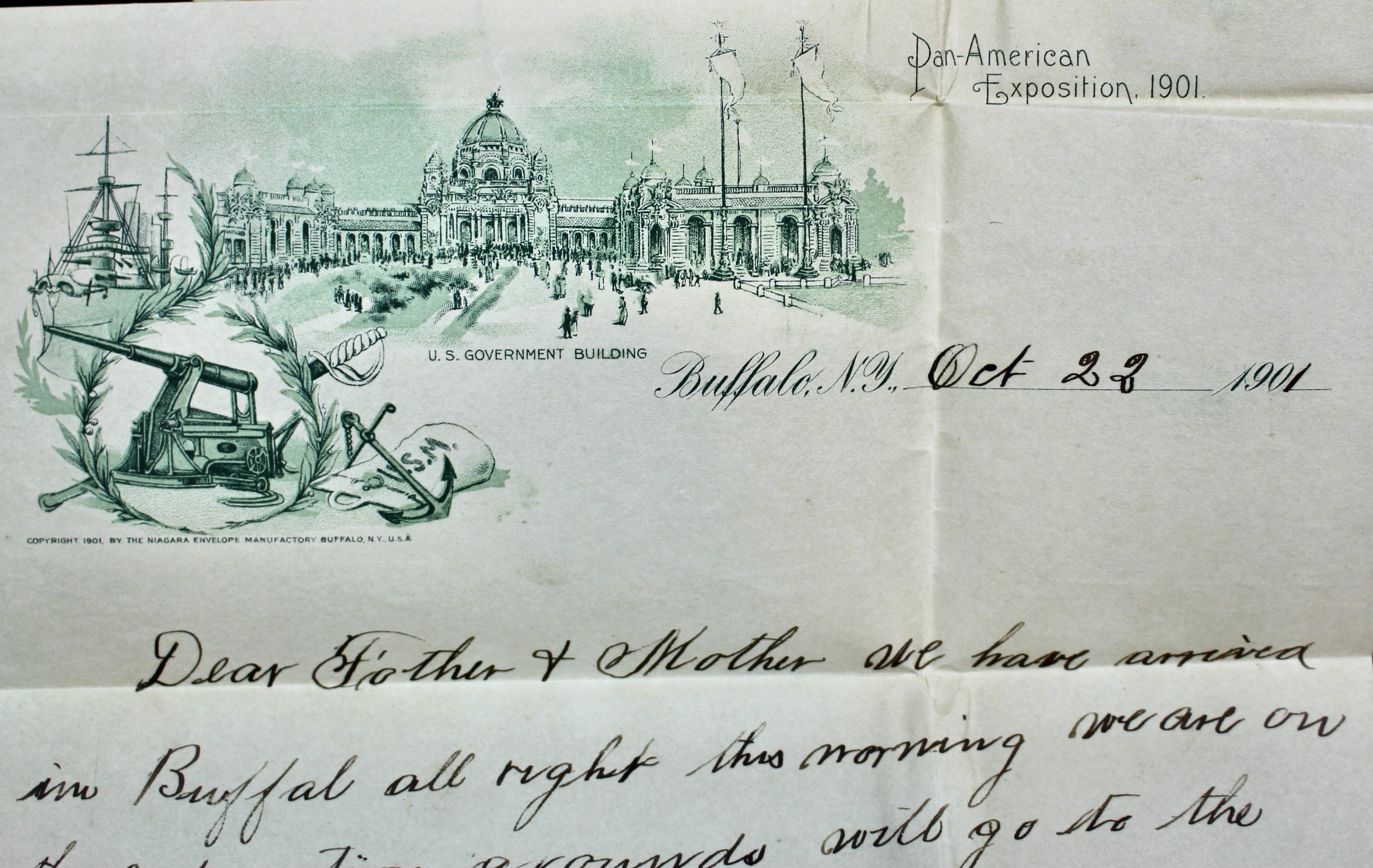 1901 Pan-American Expo Envelope and Letter, Featuring Scott 295 Postage Stamp