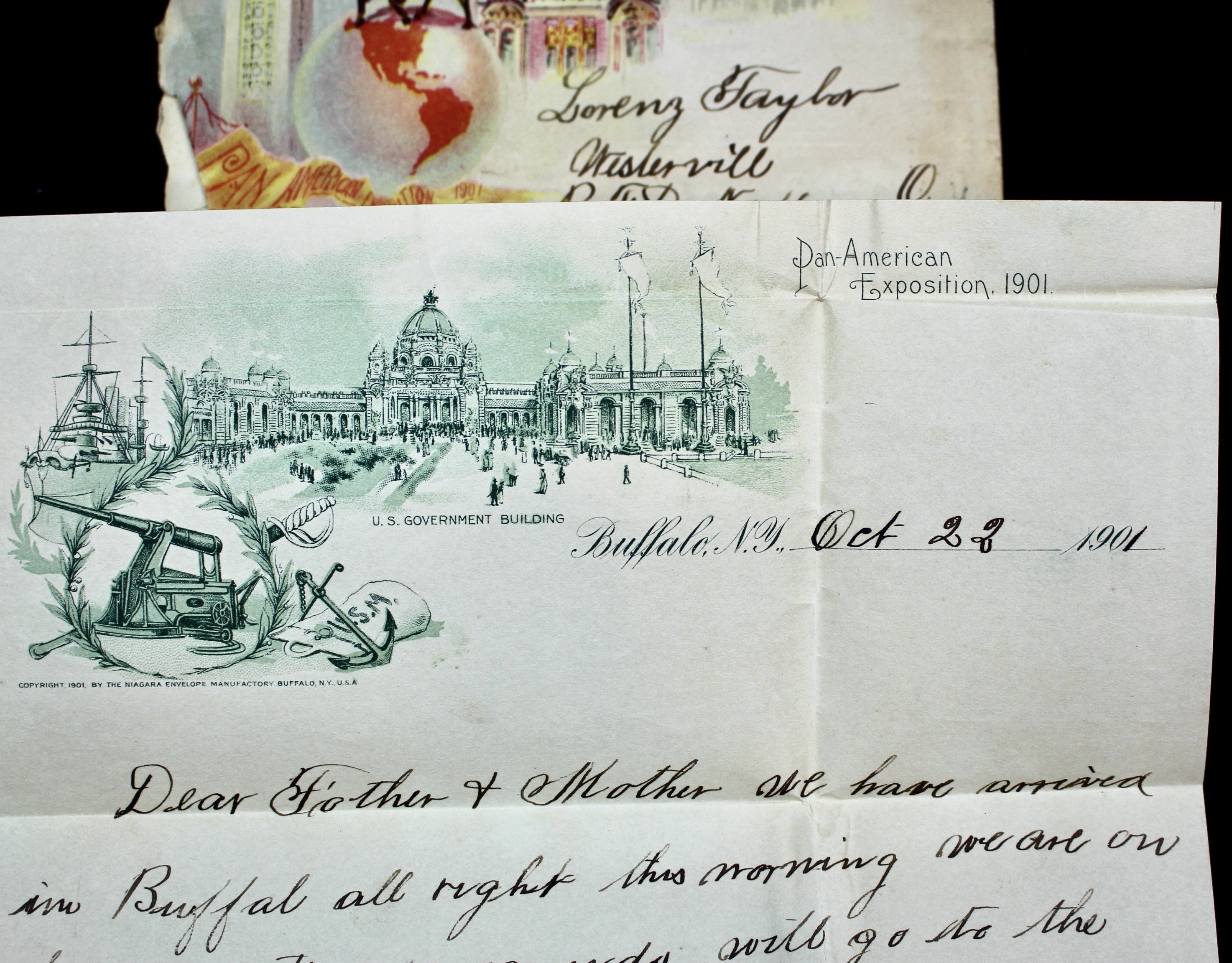 1901 Pan-American Expo Envelope and Letter, Featuring Scott 295 Postage Stamp