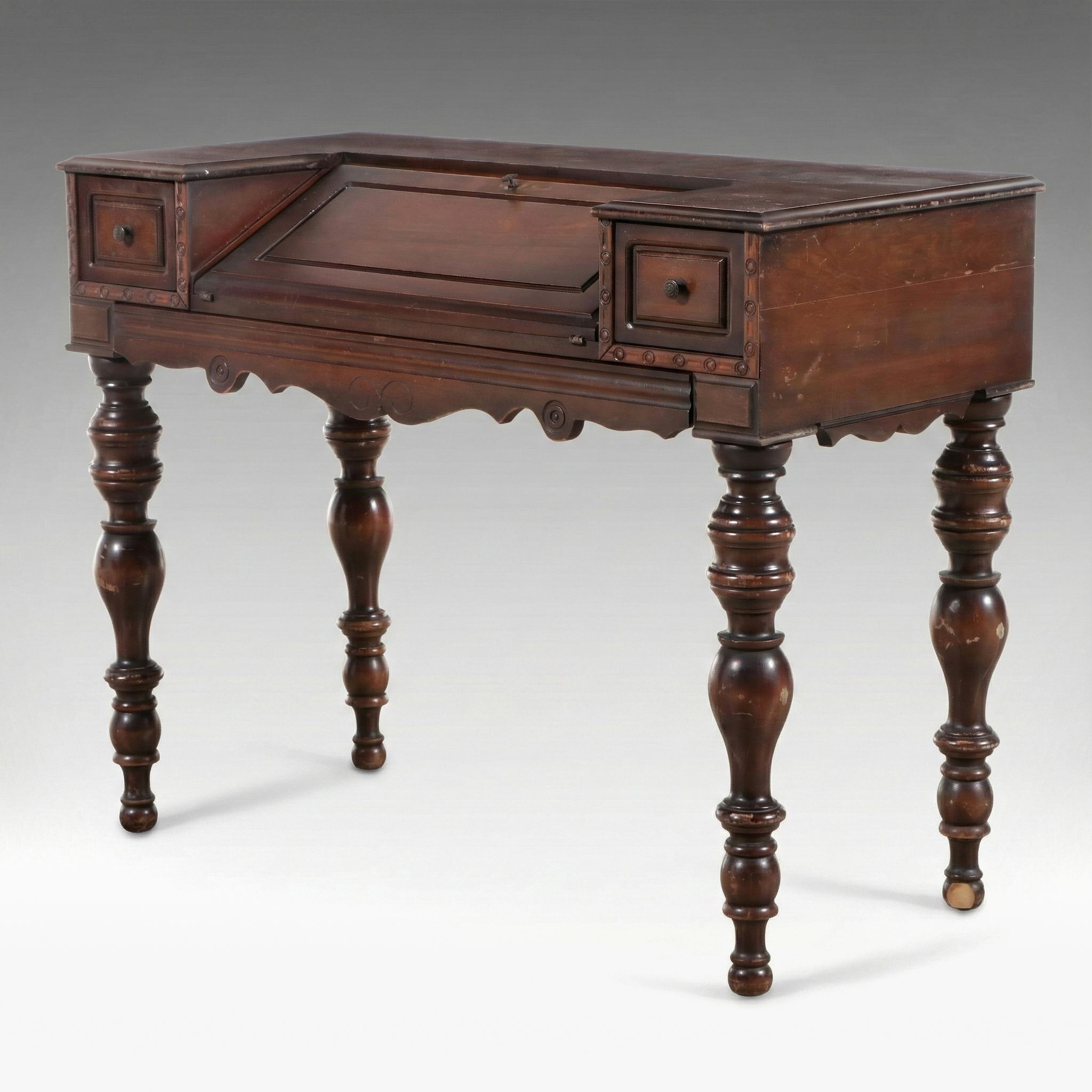 Victorian Mahogany Spinet Fall-Front Writing Desk, Early 20th Century